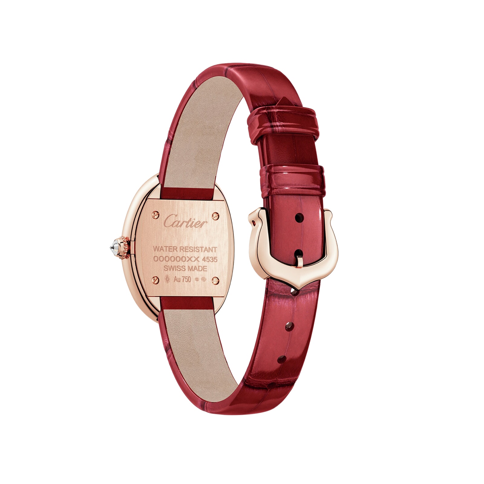 Replica Cartier Baignoire de Cartier details Small model quartz movement rose gold diamonds leather WJBA0031 2 Replica Cartier Baignoire de Cartier details Small model quartz movement rose gold diamonds leather WJBA0031