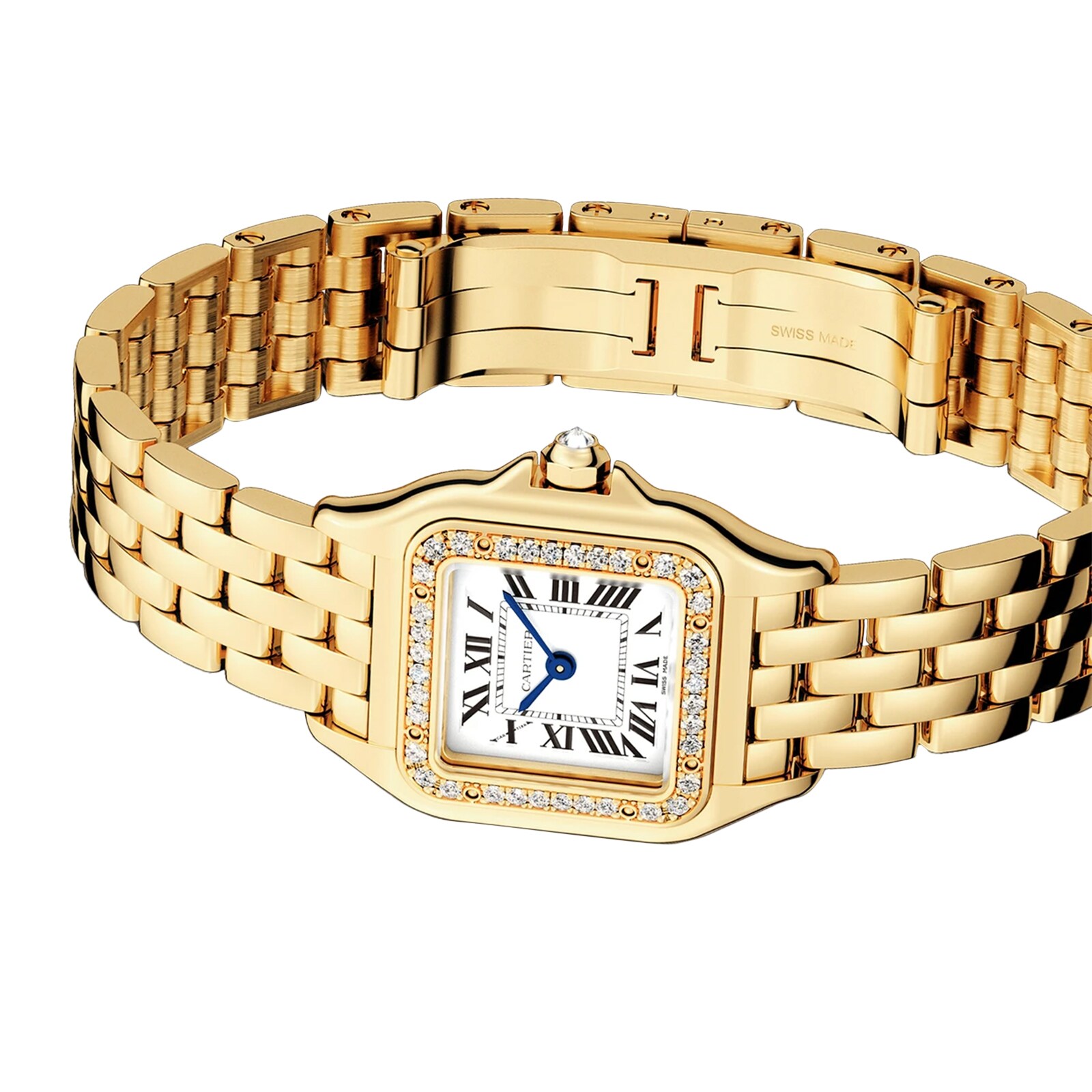 Replica Cartier Panthere De Cartier details Small Model Quartz Movement Yellow Gold Diamonds WJPN0048