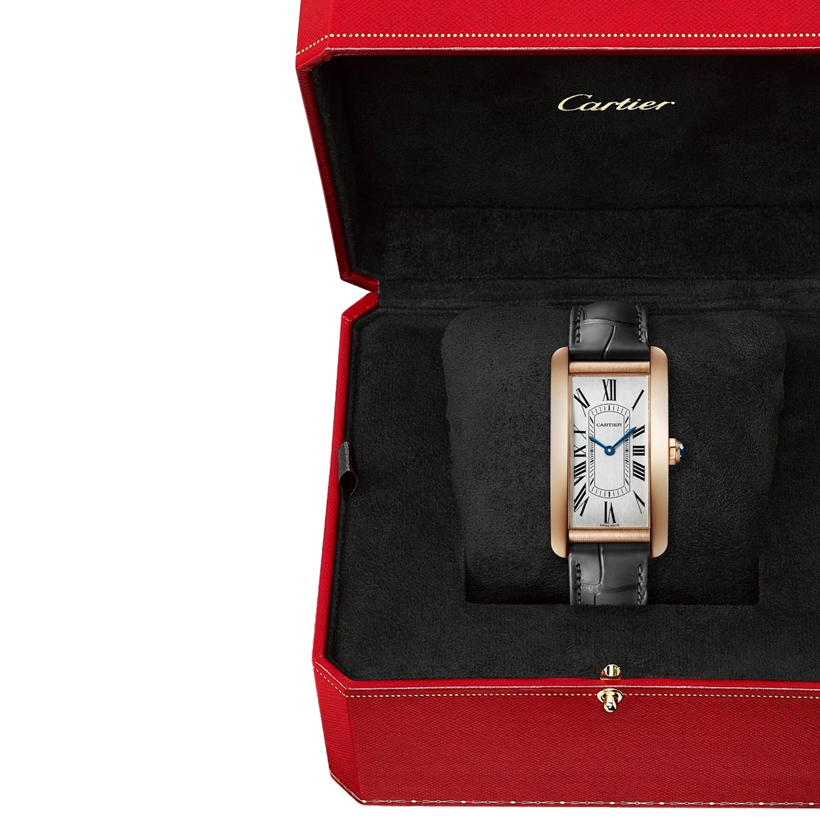 Replica Cartier Tank Americaine details Large model Automatic Movement Rose Gold Leather WGTA0134