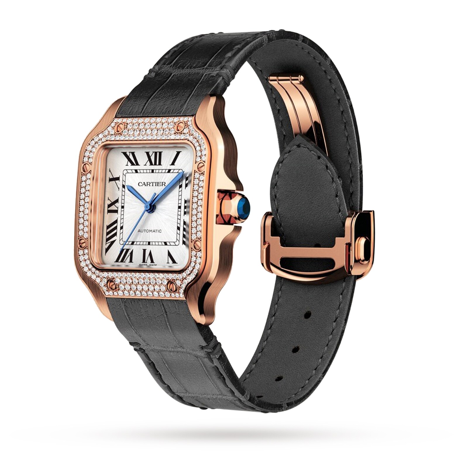 Replica Cartier Santos De Cartier details Medium Model Automatic Movement Rose Gold Diamonds WJSA0012 2 Replica Cartier Santos De Cartier details Medium Model Automatic Movement Rose Gold Diamonds WJSA0012