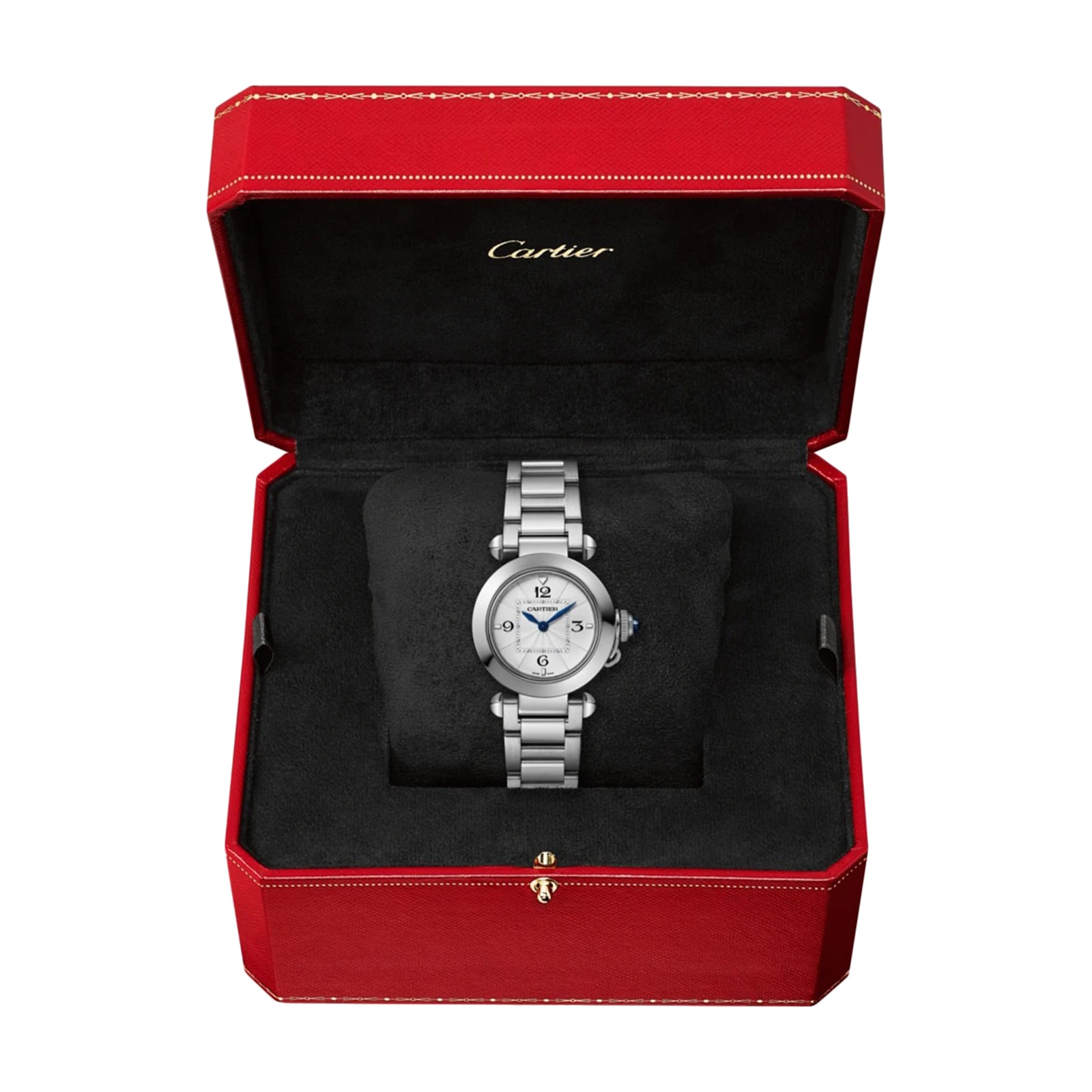 Replica Cartier Pasha De Cartier details 30mm Quartz Movement Steel Interchangeable Metal And Leather Straps WSPA0021