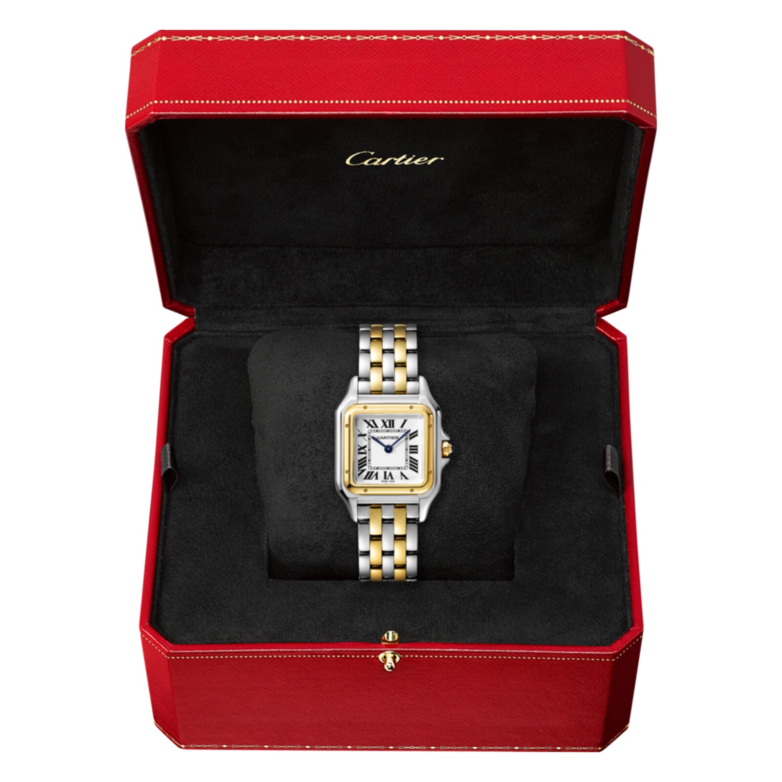 Replica Cartier Panthere De Cartier details Medium Model Quartz Movement Yellow Gold Steel W2PN0007