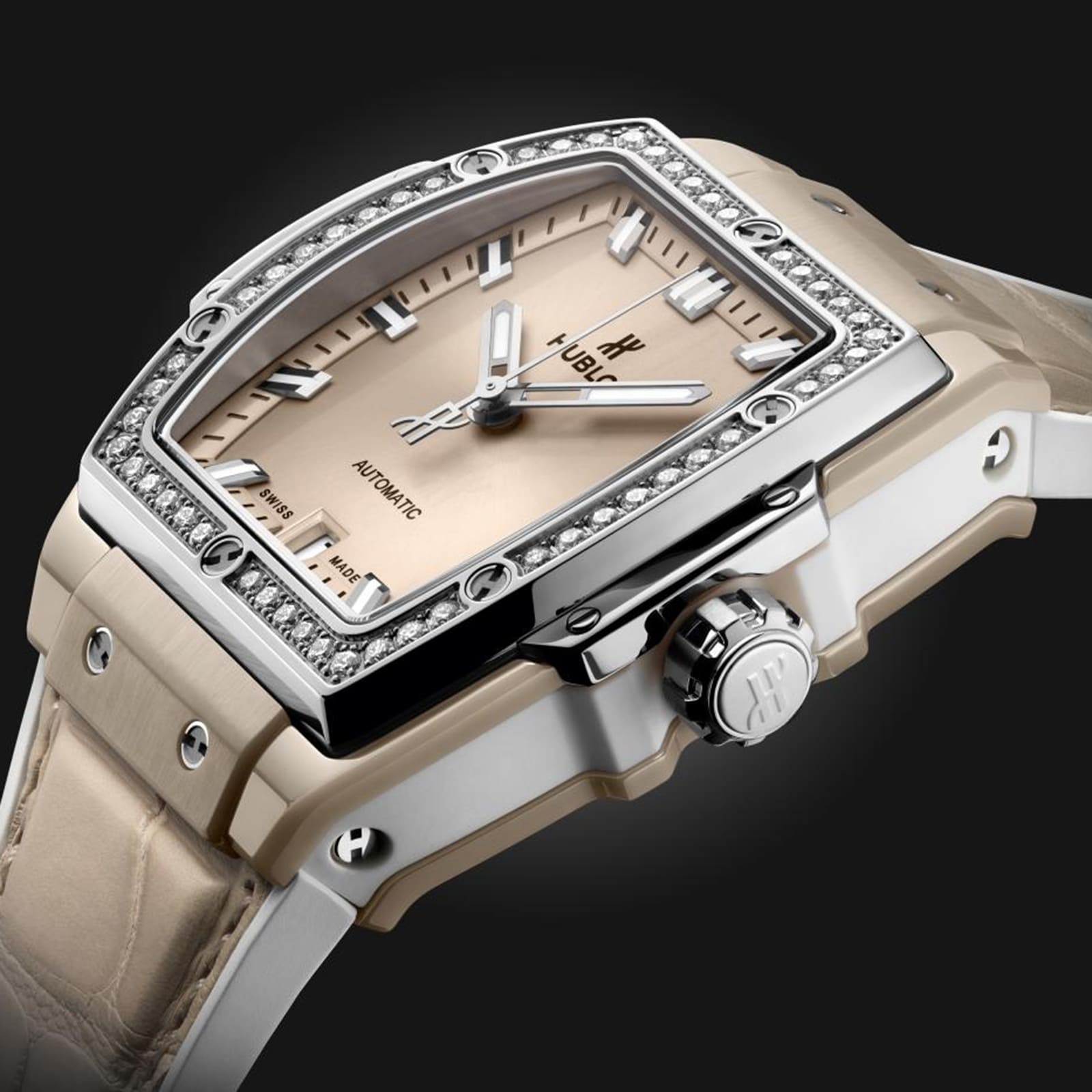 Replica Hublot Spirit Of Big Bang Beige Ceramic Titanium Diamonds 39mm 665.CZ.891B.LR.1204