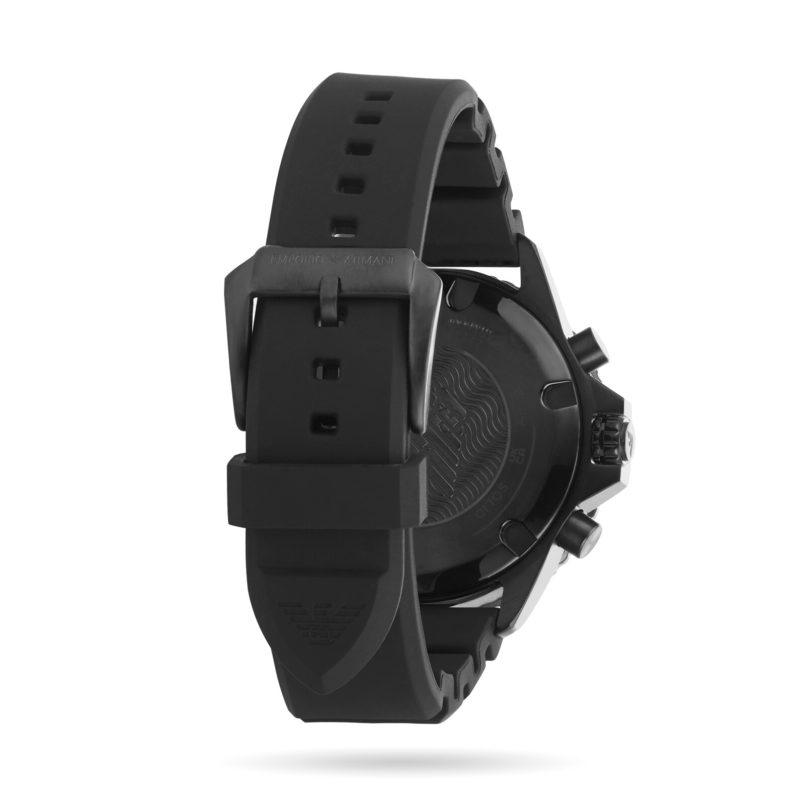 Replica Emporio Armani Chronograph Black Silicone Mens details 43mm AR11463