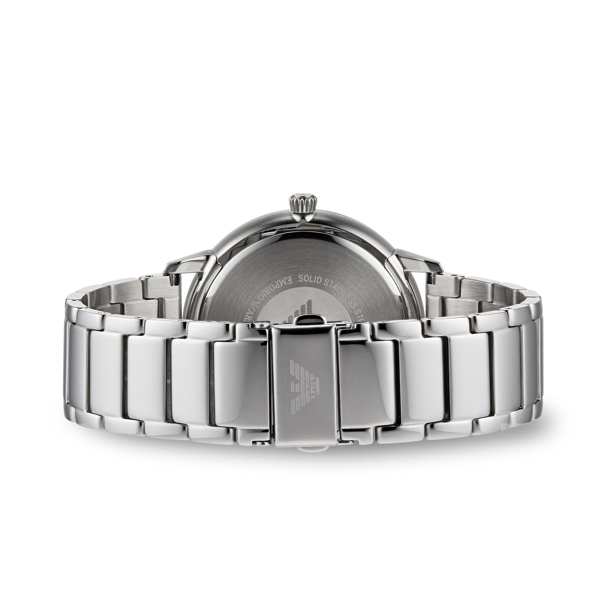 Replica Emporio Armani Men's Date Stainless Steel Bracelet Strap details Silver/Blue AR11311