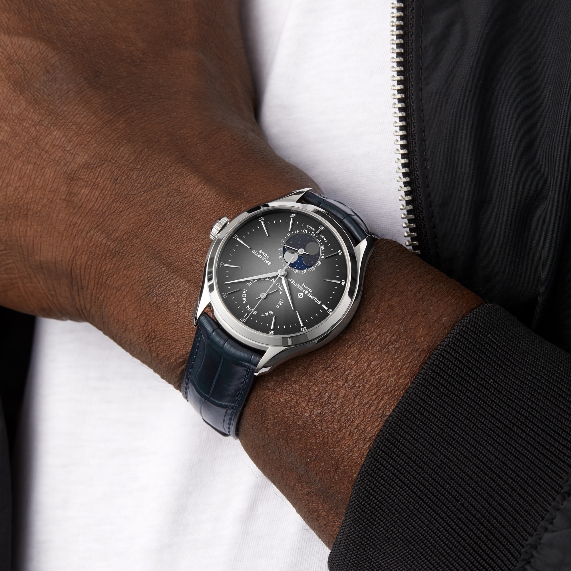 Replica Baume & Mercier Clifton Moonphase 42mm Mens details Grey M0A10548 2 Replica Baume & Mercier Clifton Moonphase 42mm Mens details Grey M0A10548
