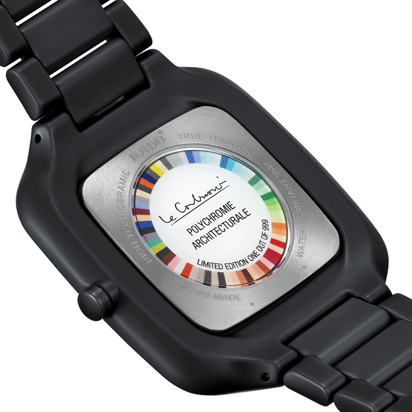 Replica Rado True Square Thinline X Les Couleurs Le Corbusier Limited Edition 37mm Unisex details Black R27062152