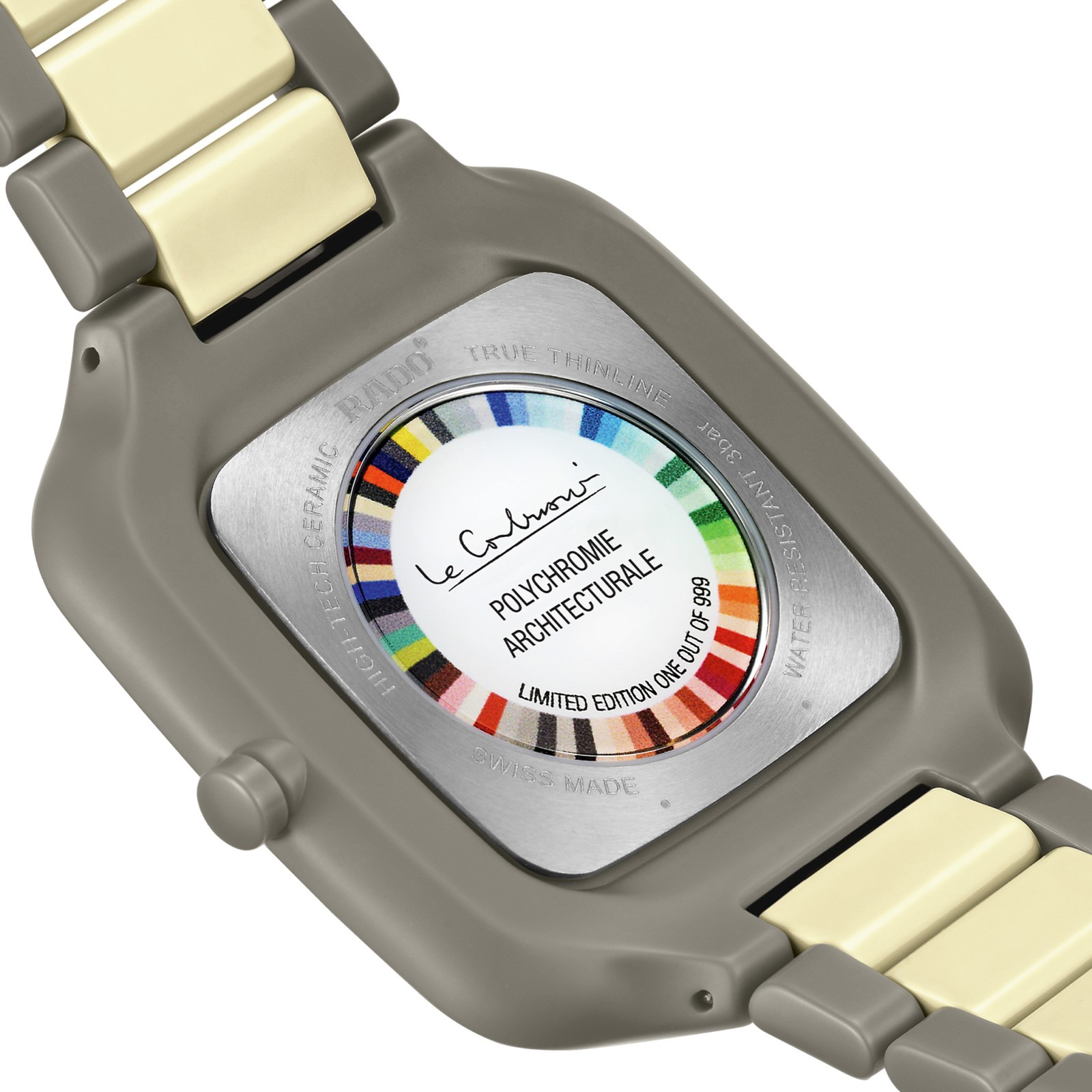 Replica Rado True Square Thinline X Les Couleurs Le Corbusier 37mm Limited Edition Unisex details Grey And Cream R27046172