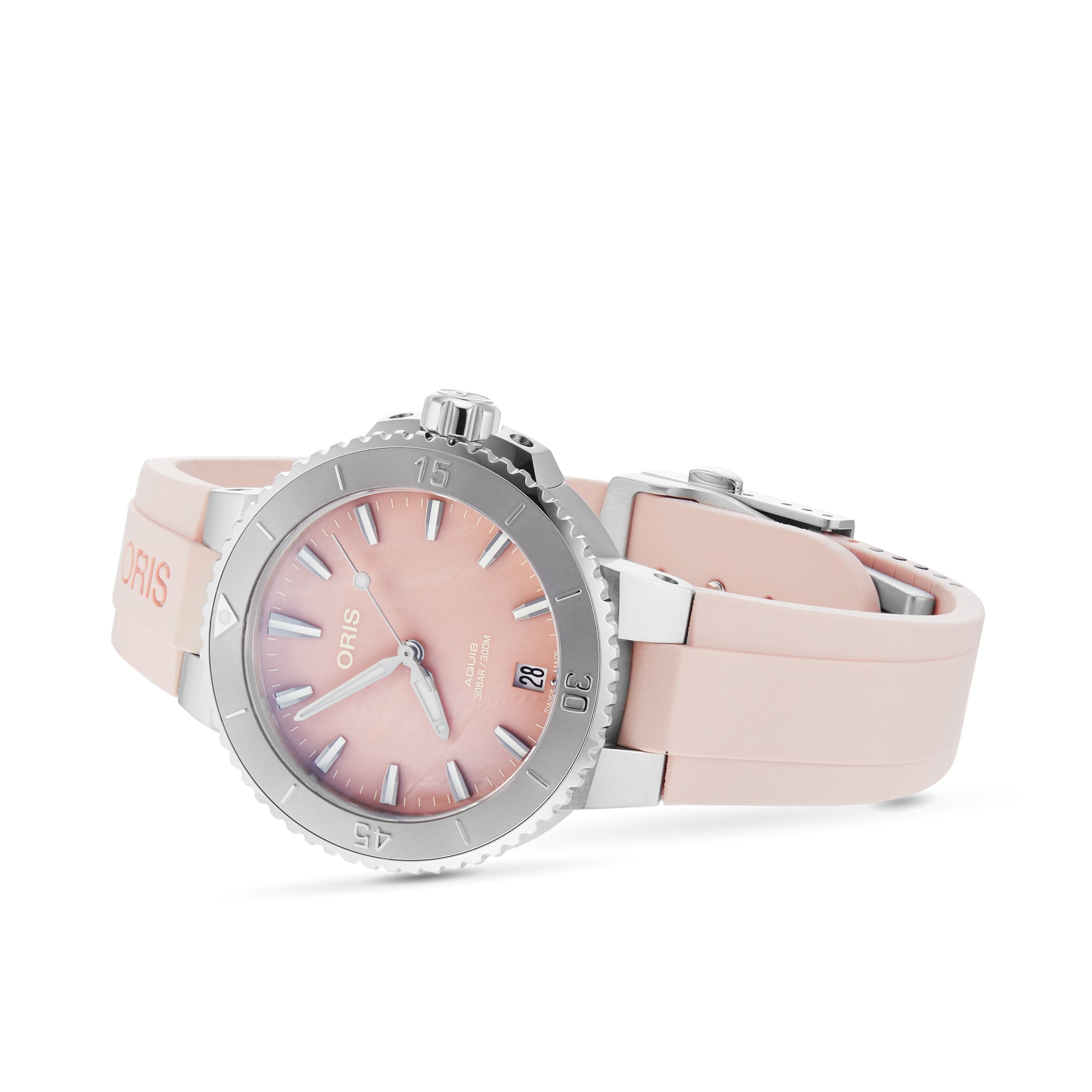 Replica Oris Aquis Date 36.5mm Unisex details Pink 01 733 7770 4158-07 4 18 66FC
