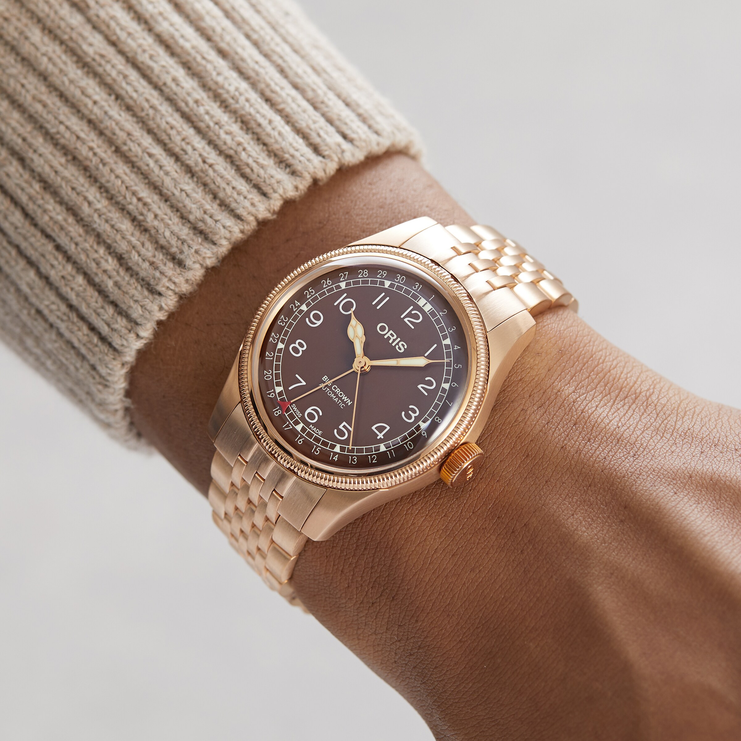 Replica Oris Big Crown 40mm Mens details - Brown 01 754 7741 3166-07 8 20 01