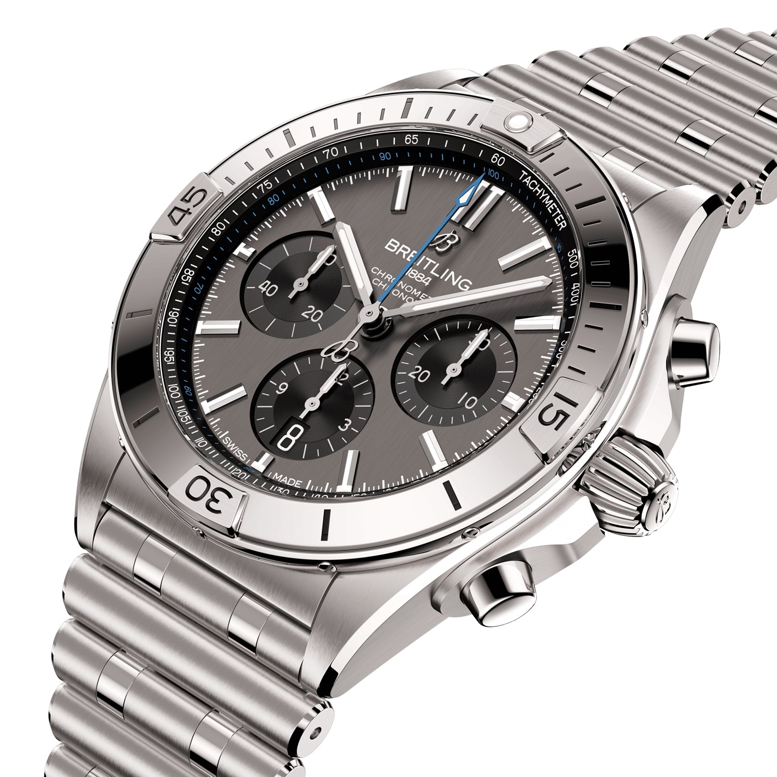 Replica Breitling Chronomat B01 42mm Mens details Grey Stainless Steel EB0134101M1E1 2 Replica Breitling Chronomat B01 42mm Mens details Grey Stainless Steel EB0134101M1E1