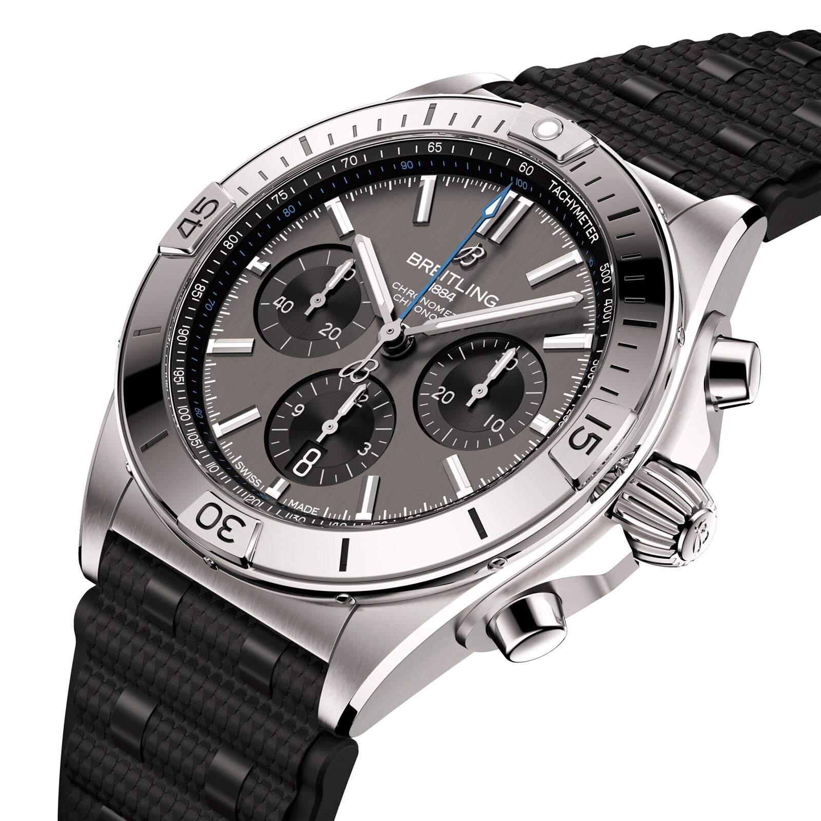 Replica Breitling Chronomat B01 42mm Mens details Grey Rubber EB0134101M1S1 2 Replica Breitling Chronomat B01 42mm Mens details Grey Rubber EB0134101M1S1