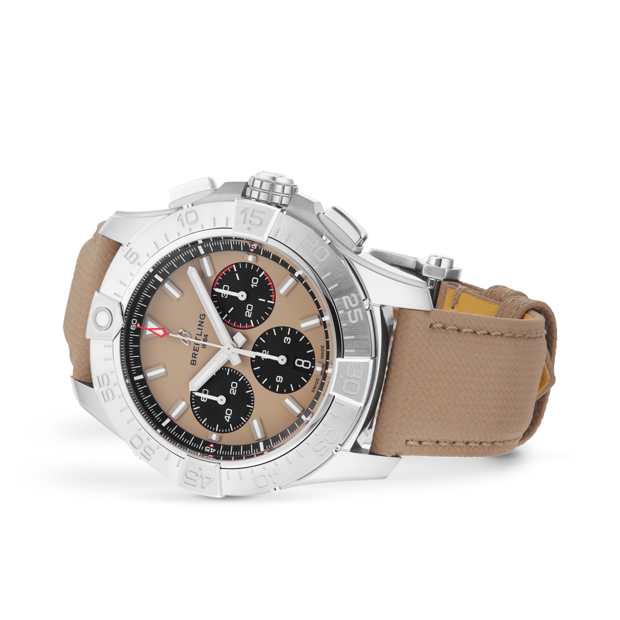 Replica Breitling Avenger B01 Chronograph 44mm Mens details Beige Leather AB0147101A1X1 2 Replica Breitling Avenger B01 Chronograph 44mm Mens details Beige Leather AB0147101A1X1