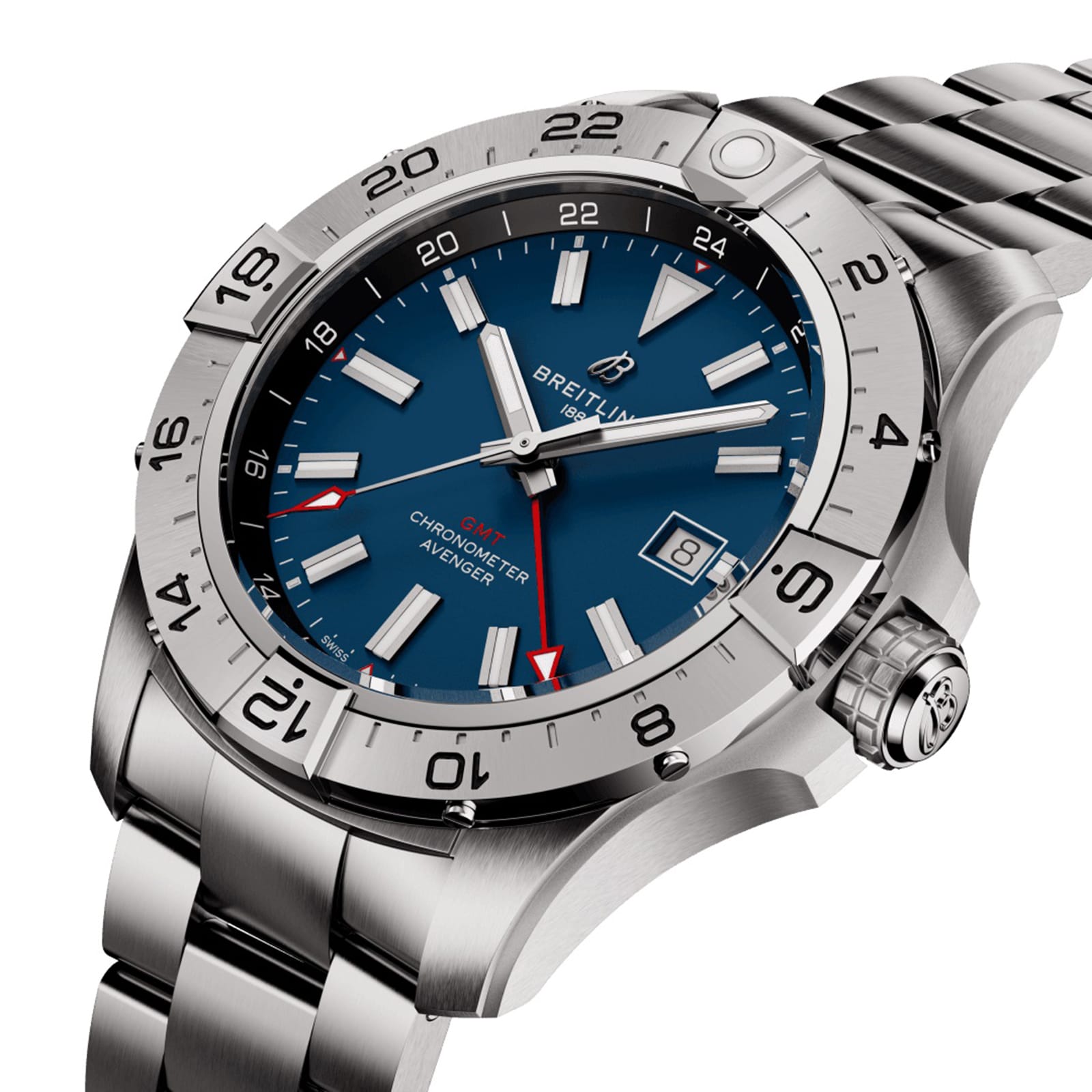 Replica Breitling Avenger Automatic GMT 44mm Mens details Blue Stainless Steel A32320101C1A1