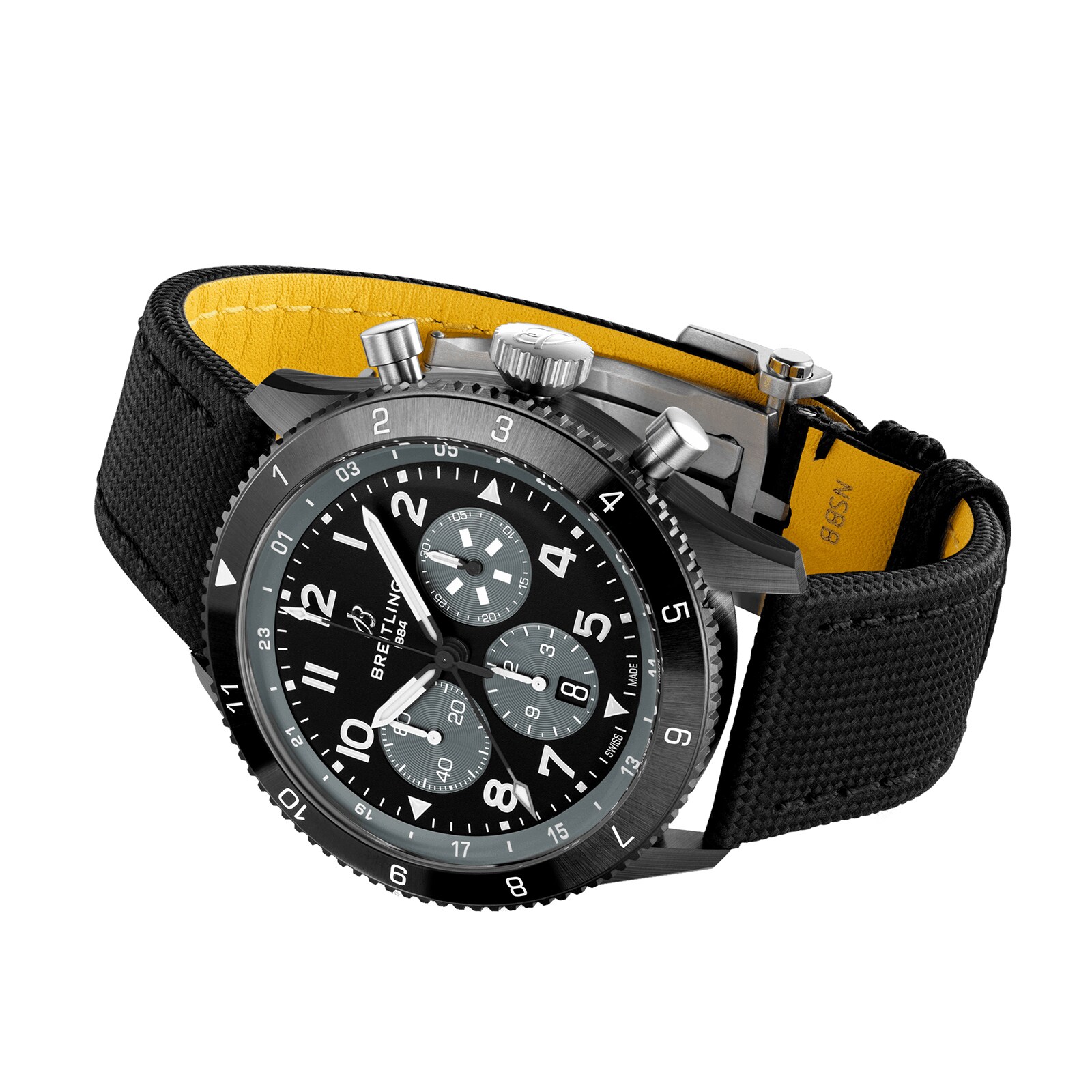 Replica Breitling Super AVI B04 Chronograph GMT Mosquito Night Fighter 46mm Mens details Black SB04451A1B1X1 2 Replica Breitling Super AVI B04 Chronograph GMT Mosquito Night Fighter 46mm Mens details Black SB04451A1B1X1