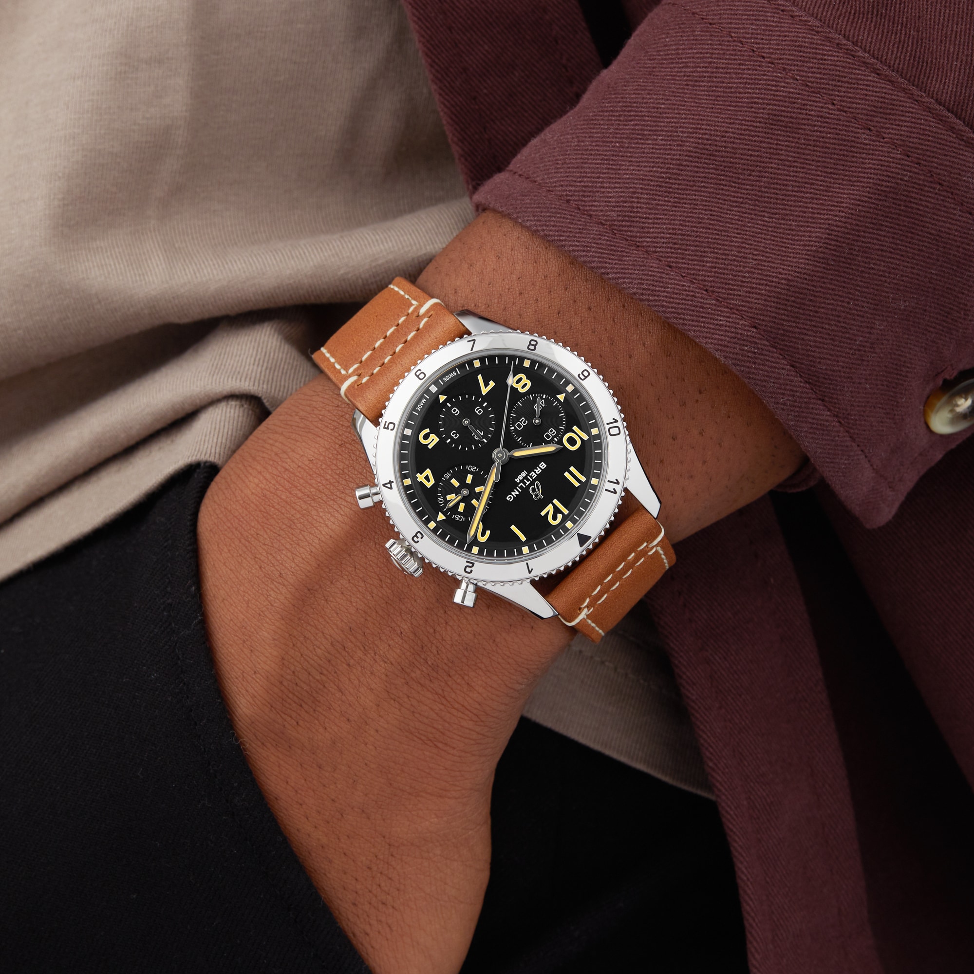 Replica Breitling Classic AVI Chronograph 42 P-51 Mustang Leather Strap details A233803A1B1X1 2 Replica Breitling Classic AVI Chronograph 42 P-51 Mustang Leather Strap details A233803A1B1X1