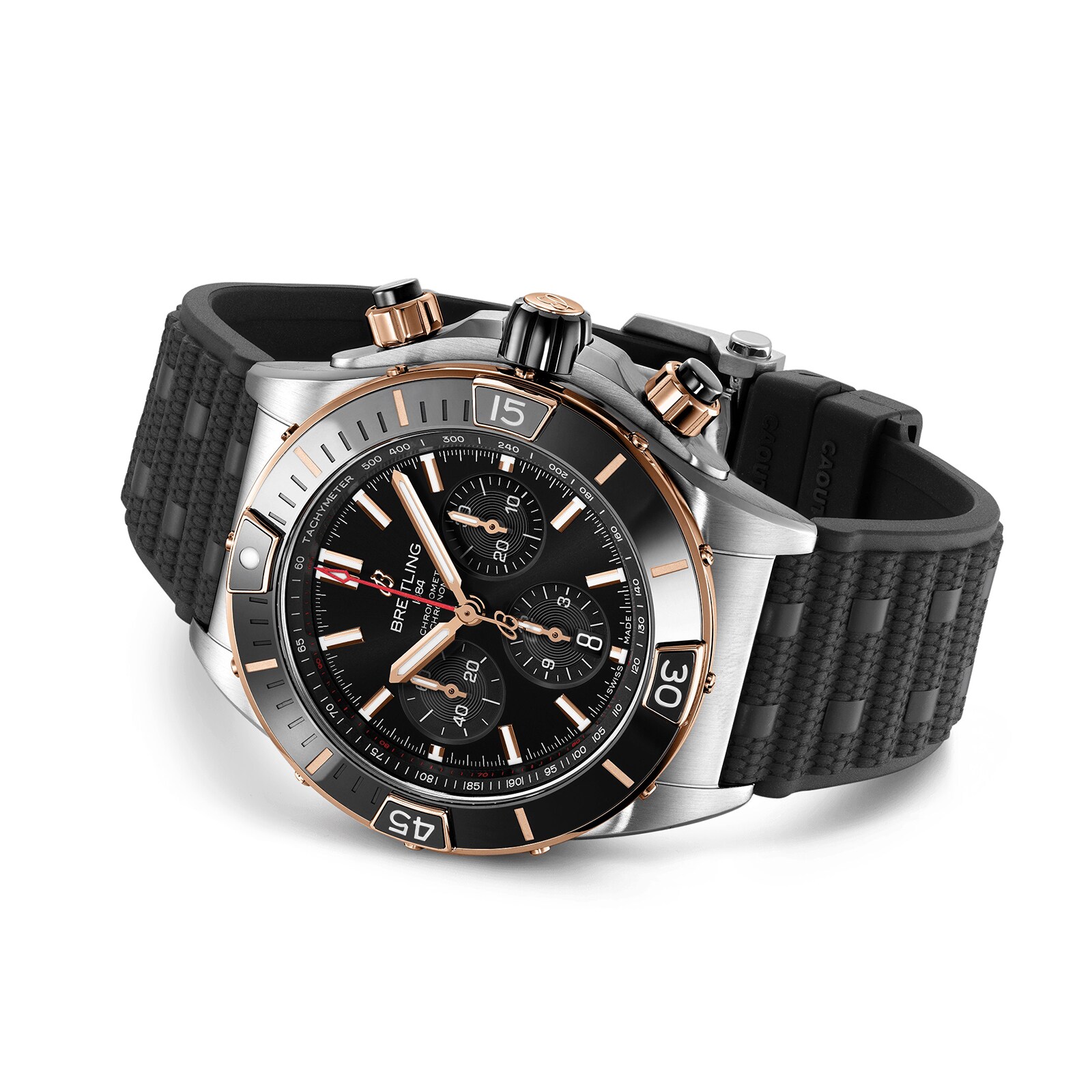 Replica Breitling Super Chronomat B01 44 Stainless Steel  18k Red Gold details UB0136251B1S1