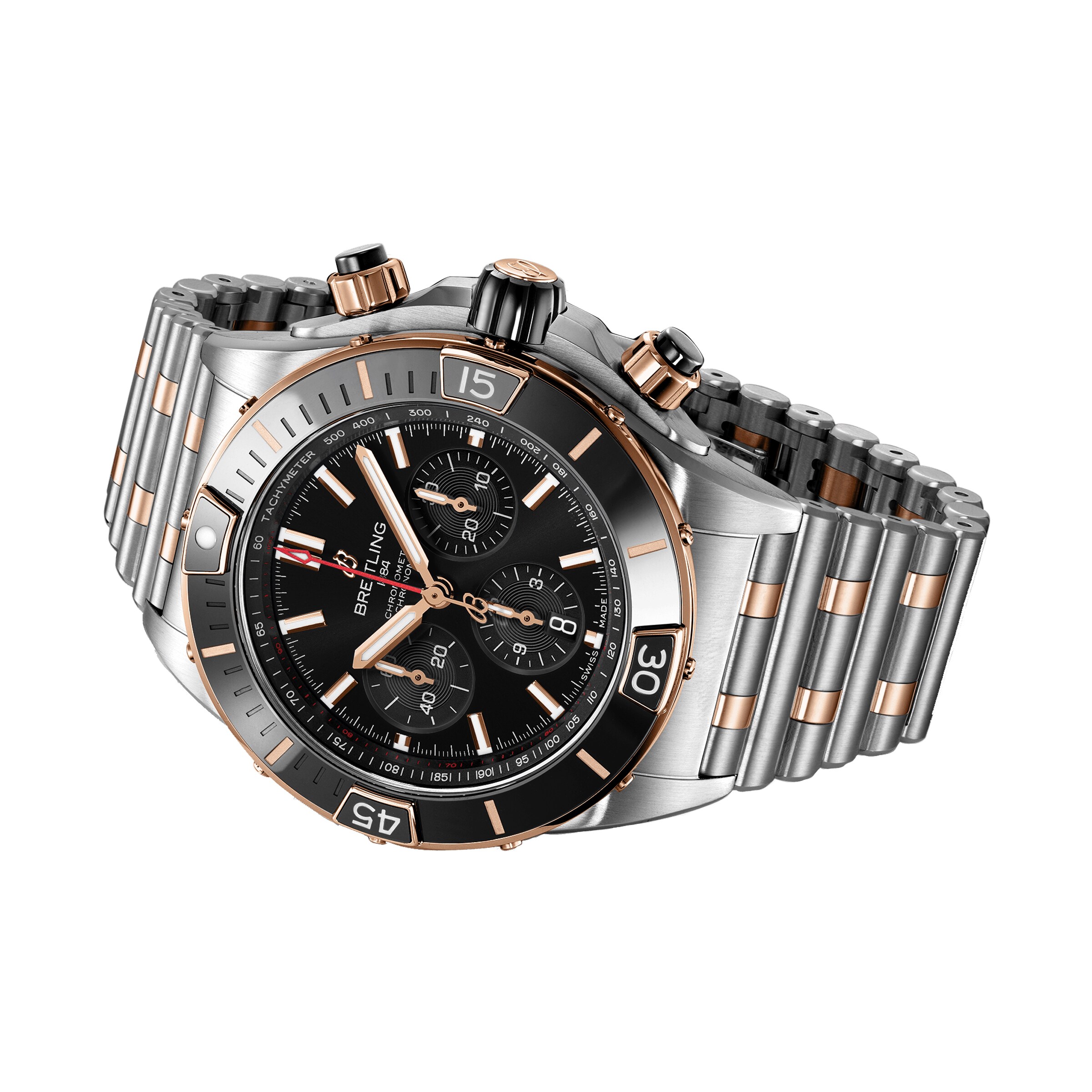 Replica Breitling Super Chronomat B01 44 Stainless Steel 18k Red Gold details UB0136251B1U1 2 Replica Breitling Super Chronomat B01 44 Stainless Steel 18k Red Gold details UB0136251B1U1