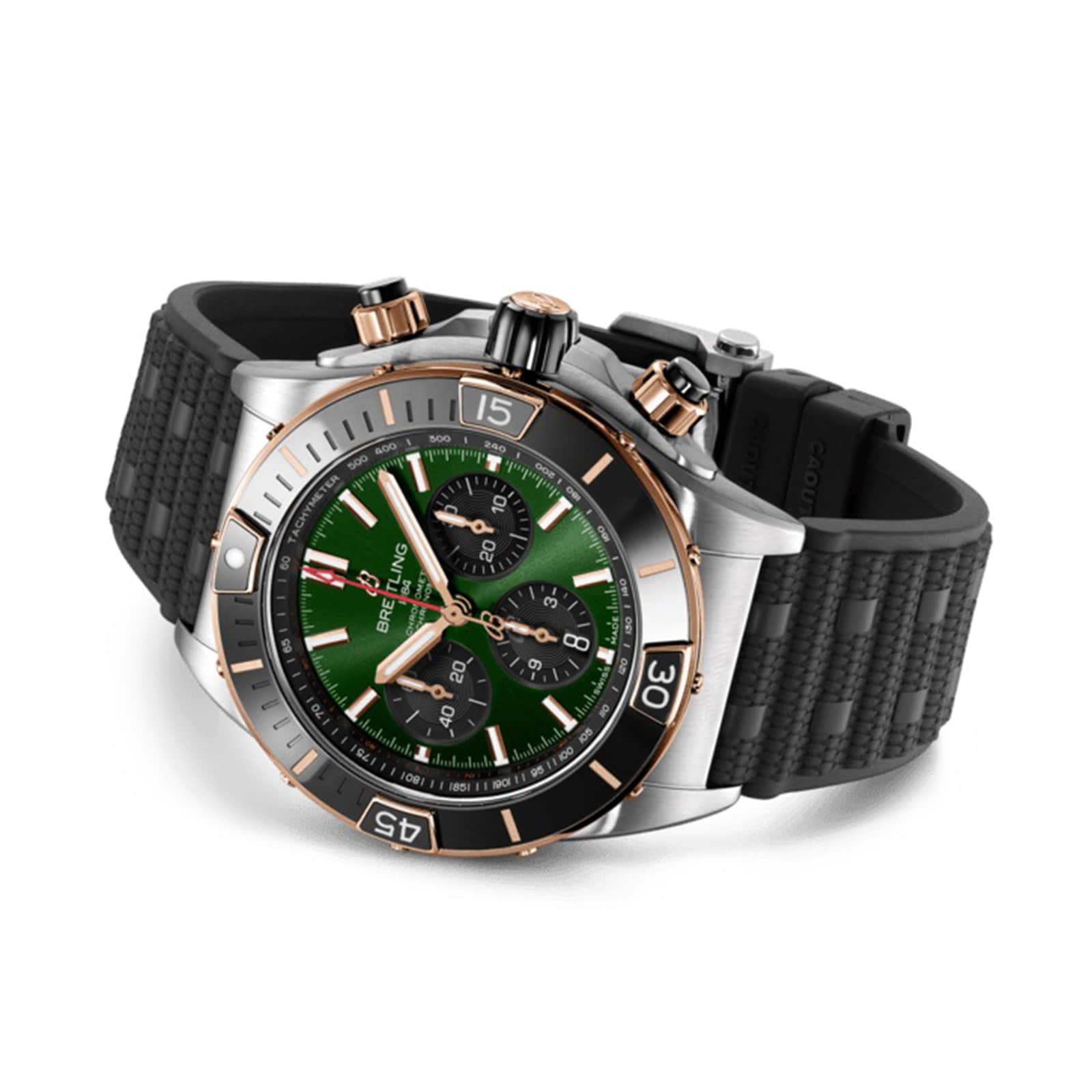Replica Breitling Super Chronomat B01 44 Stainless Steel 18k Red Gold Rubber Strap details UB0136251L1S1 2 Replica Breitling Super Chronomat B01 44 Stainless Steel 18k Red Gold Rubber Strap details UB0136251L1S1
