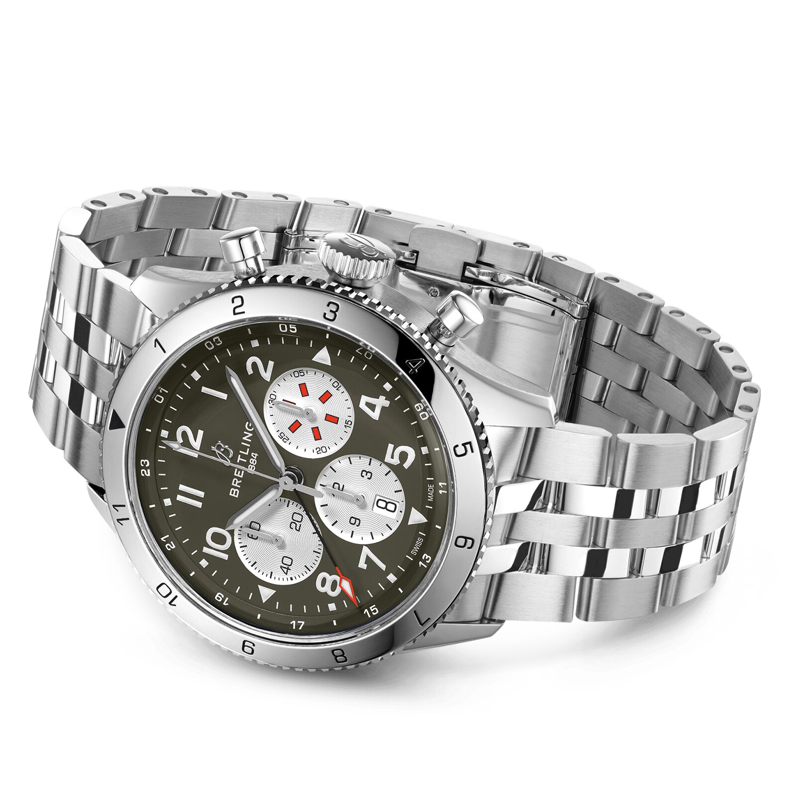 Replica Breitling Super AVI B04 Chronograph GMT 46 Curtiss Warhawk details AB04452A1L1A1