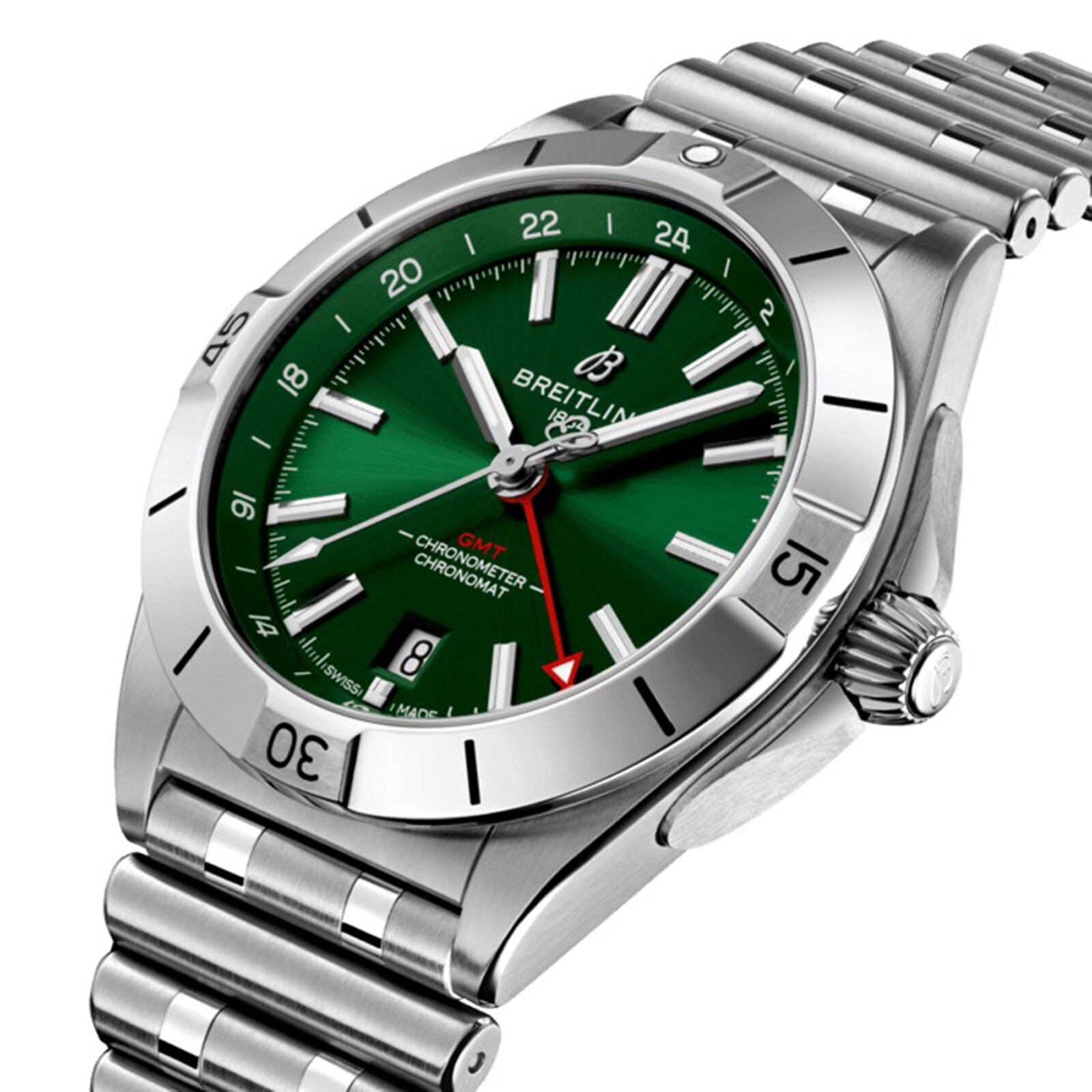 Replica Breitling Chronomat Automatic GMT 40 Green Dial details A32398101L1A1
