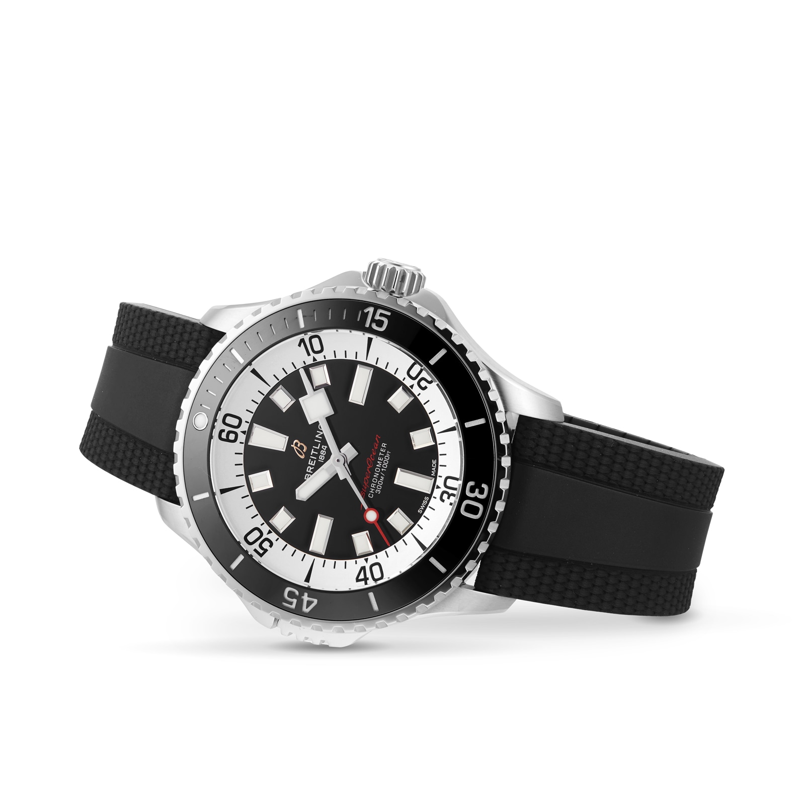 Replica Breitling Superocean Automatic 46 Stainless Steel Rubber Strap details A17378211B1S1