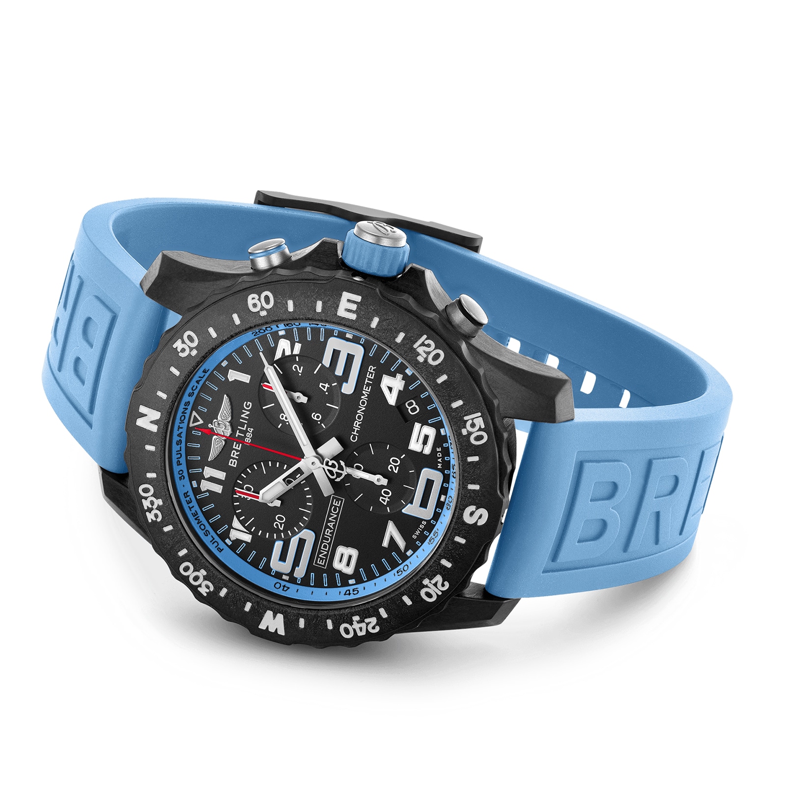 Replica Breitling Endurance Pro 44mm Turquoise Rubber Strap details X82310281B1S1
