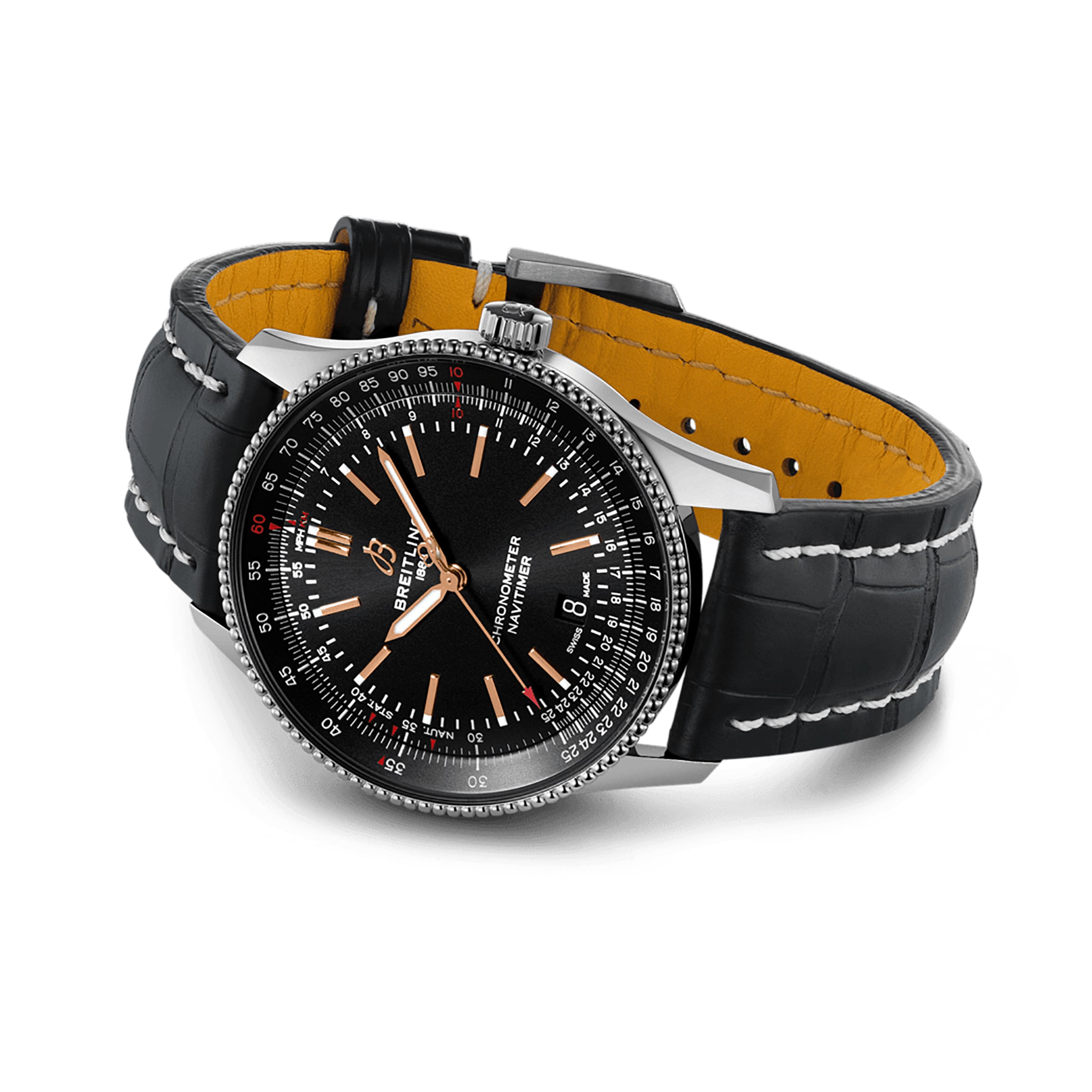 Replica Breitling Navitimer Automatic 41 Black Leather Strap details A17326241B1P1