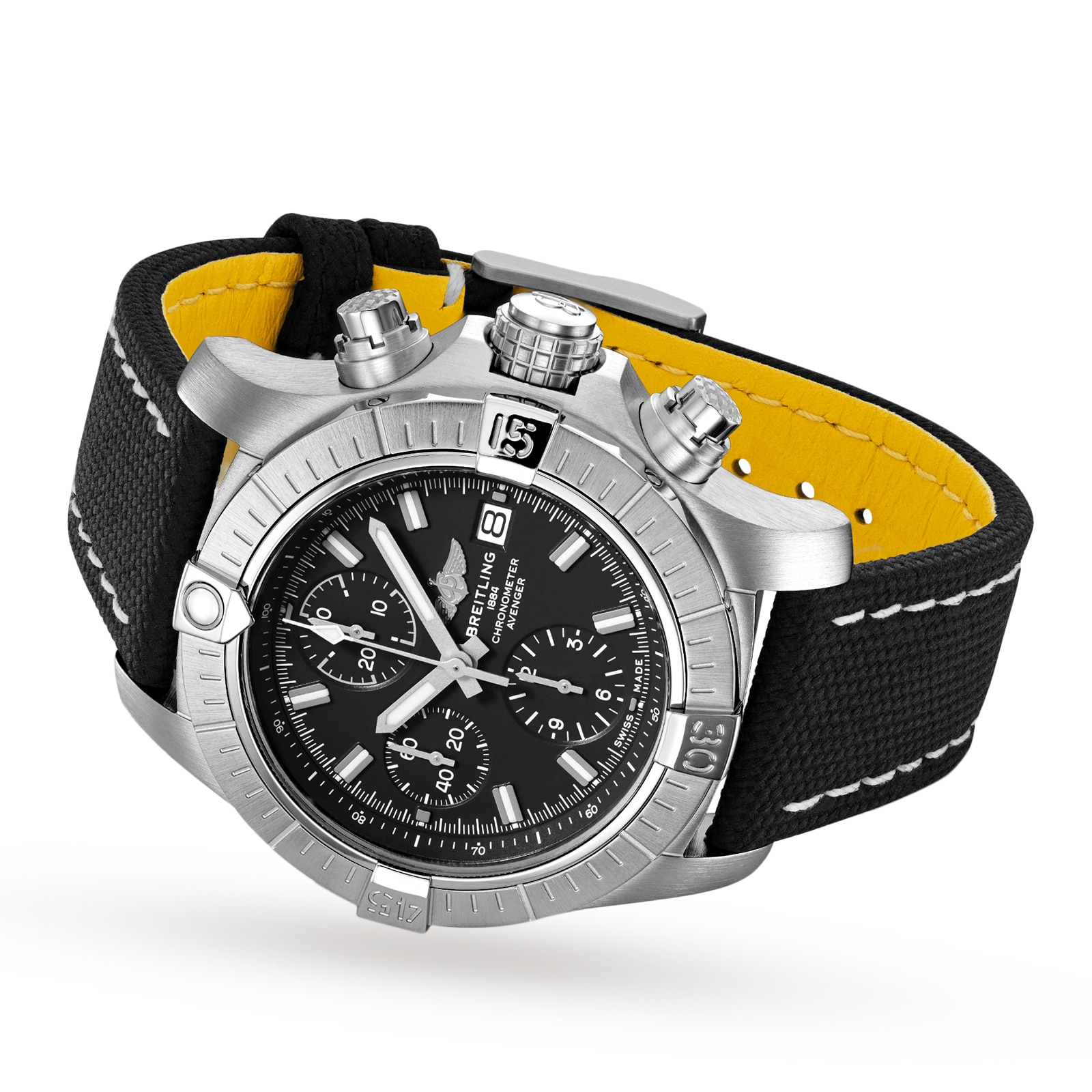 Replica Breitling Avenger Chronograph 43 Stainless Steel Leather Strap details A13385101B1X2 2 Replica Breitling Avenger Chronograph 43 Stainless Steel Leather Strap details A13385101B1X2