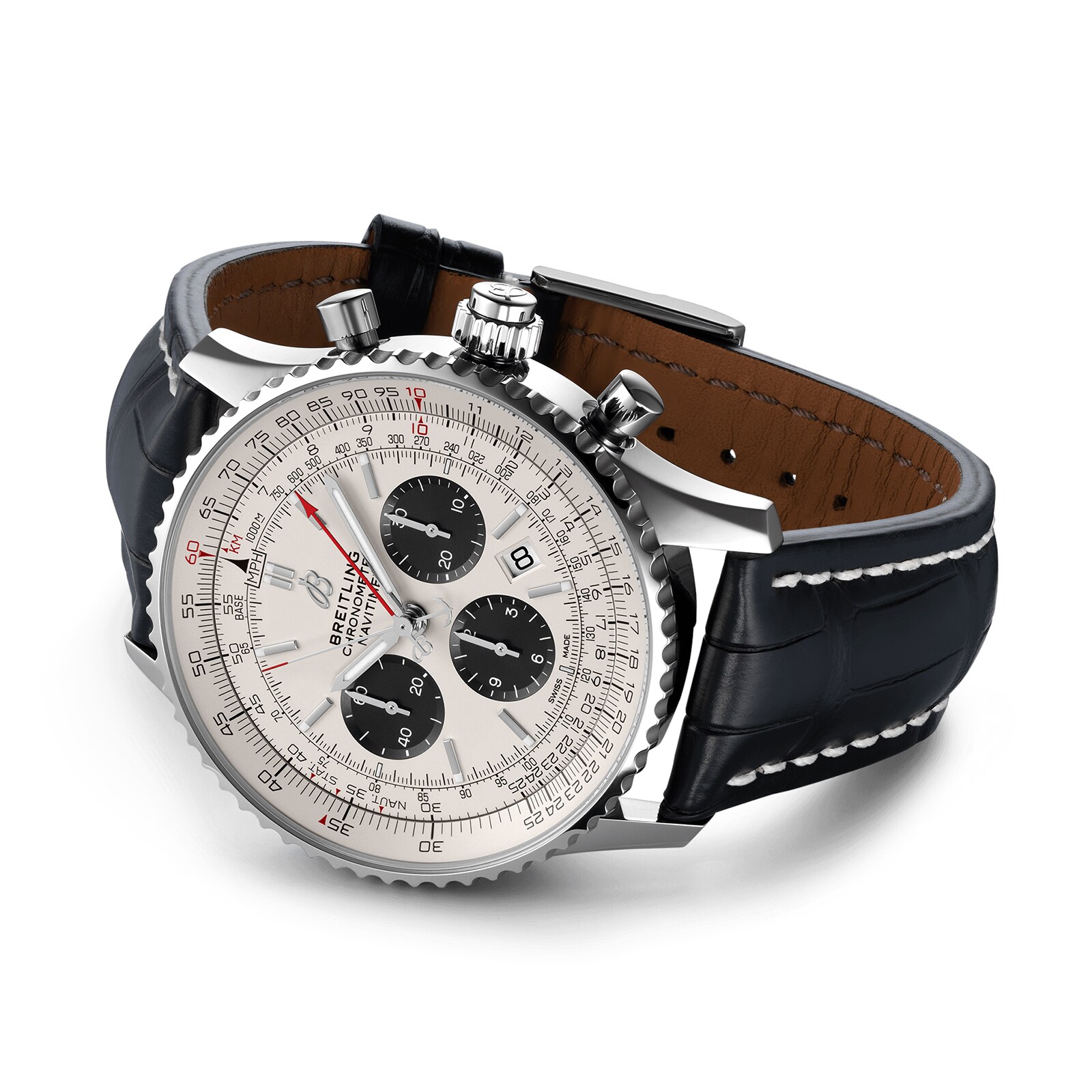 Replica Breitling Navitimer B03 Chronograph Rattrapante 45 details AB0311211G1P1