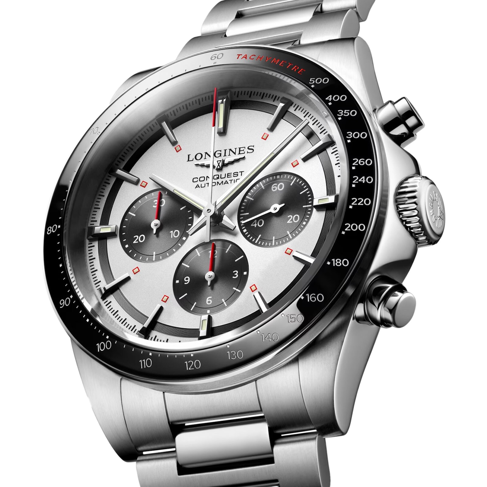Replica Longines Conquest Chronograph 42mm Mens details Silver L38354726
