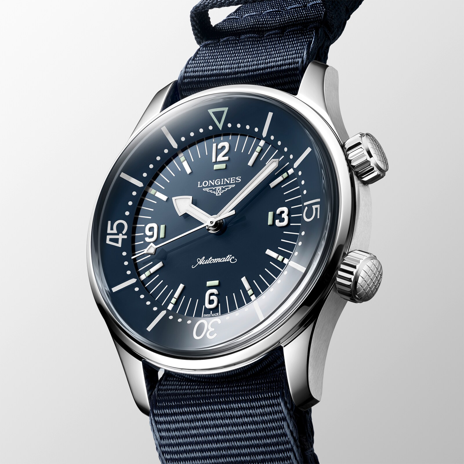 Replica Longines Legend Diver 39mm Mens details Blue Fabric L37644902 2 Replica Longines Legend Diver 39mm Mens details Blue Fabric L37644902