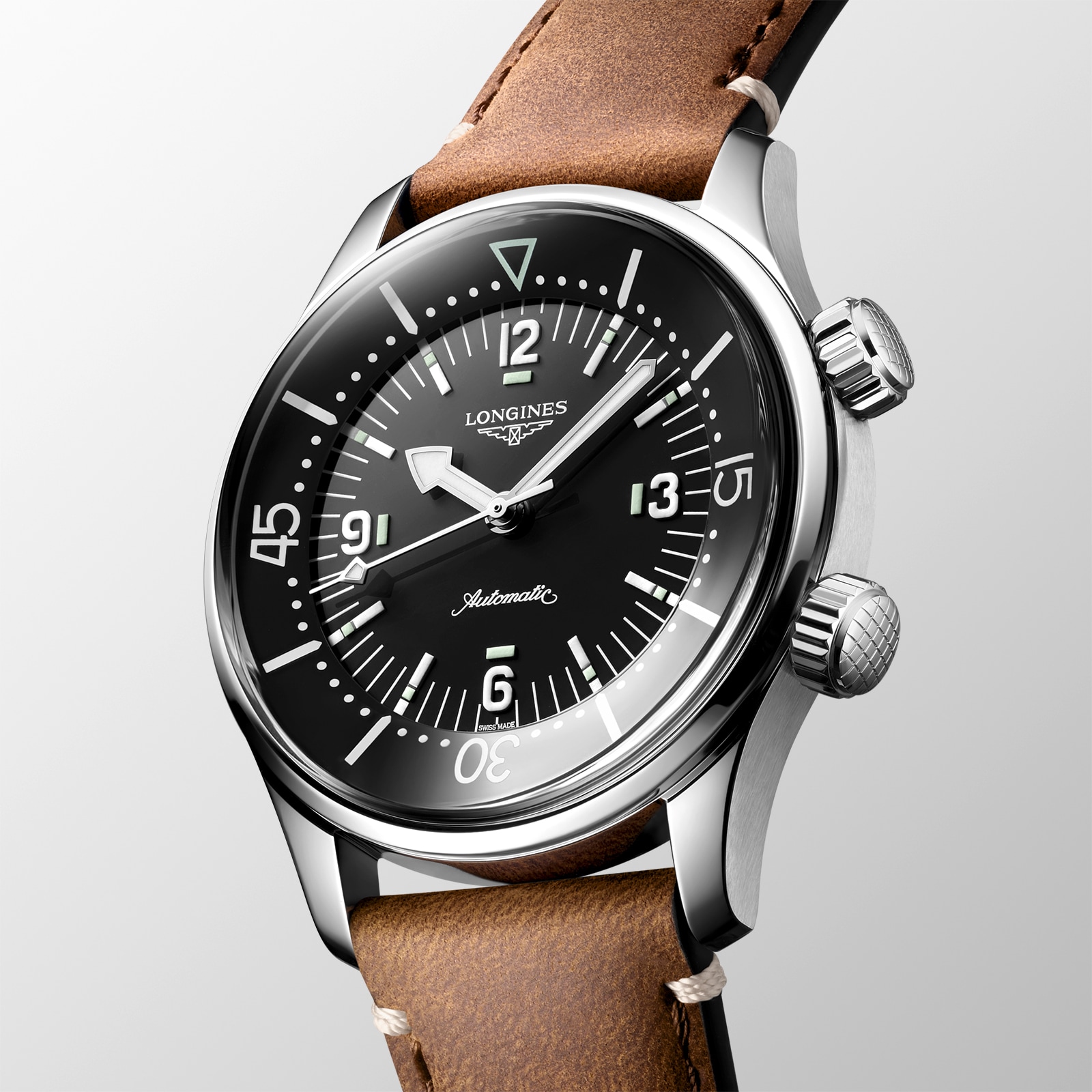 Replica Longines Legend Diver 39mm Mens details Black Leather L37644500 2 Replica Longines Legend Diver 39mm Mens details Black Leather L37644500
