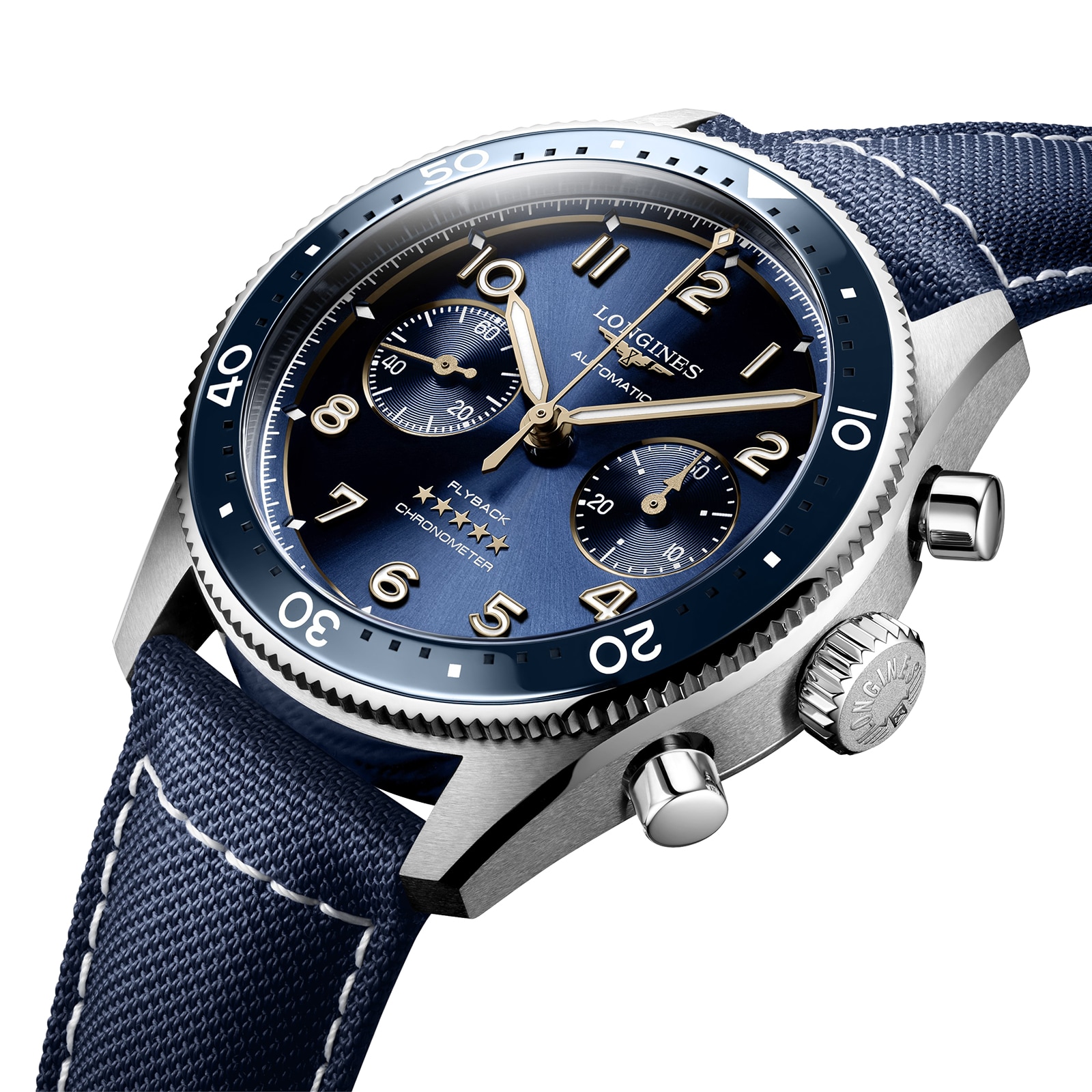 Replica Longines Spirit Flyback 42mm Steel Blue Fabric Strap Blue Sunray Dial L38214932 2 Replica Longines Spirit Flyback 42mm Steel Blue Fabric Strap Blue Sunray Dial L38214932