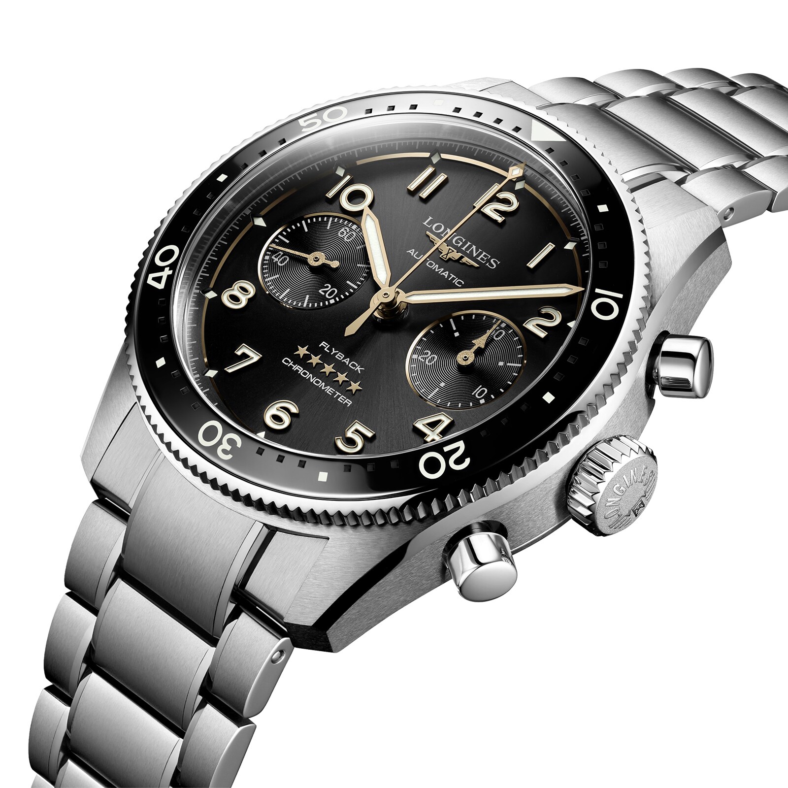 Replica Longines Spirit Flyback 42mm Stainless Steel Black Sunray Dial L38214536 2 Replica Longines Spirit Flyback 42mm Stainless Steel Black Sunray Dial L38214536
