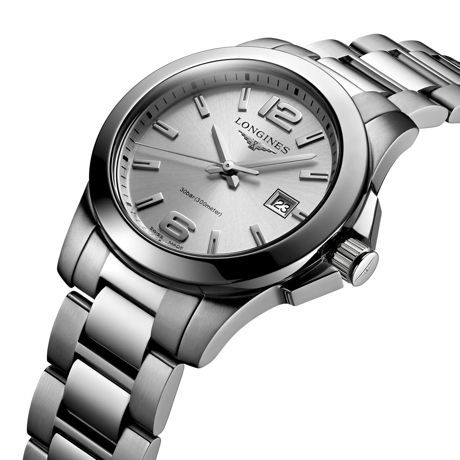Replica Longines Conquest 29.5mm Ladies details Sunray Silver L33764766