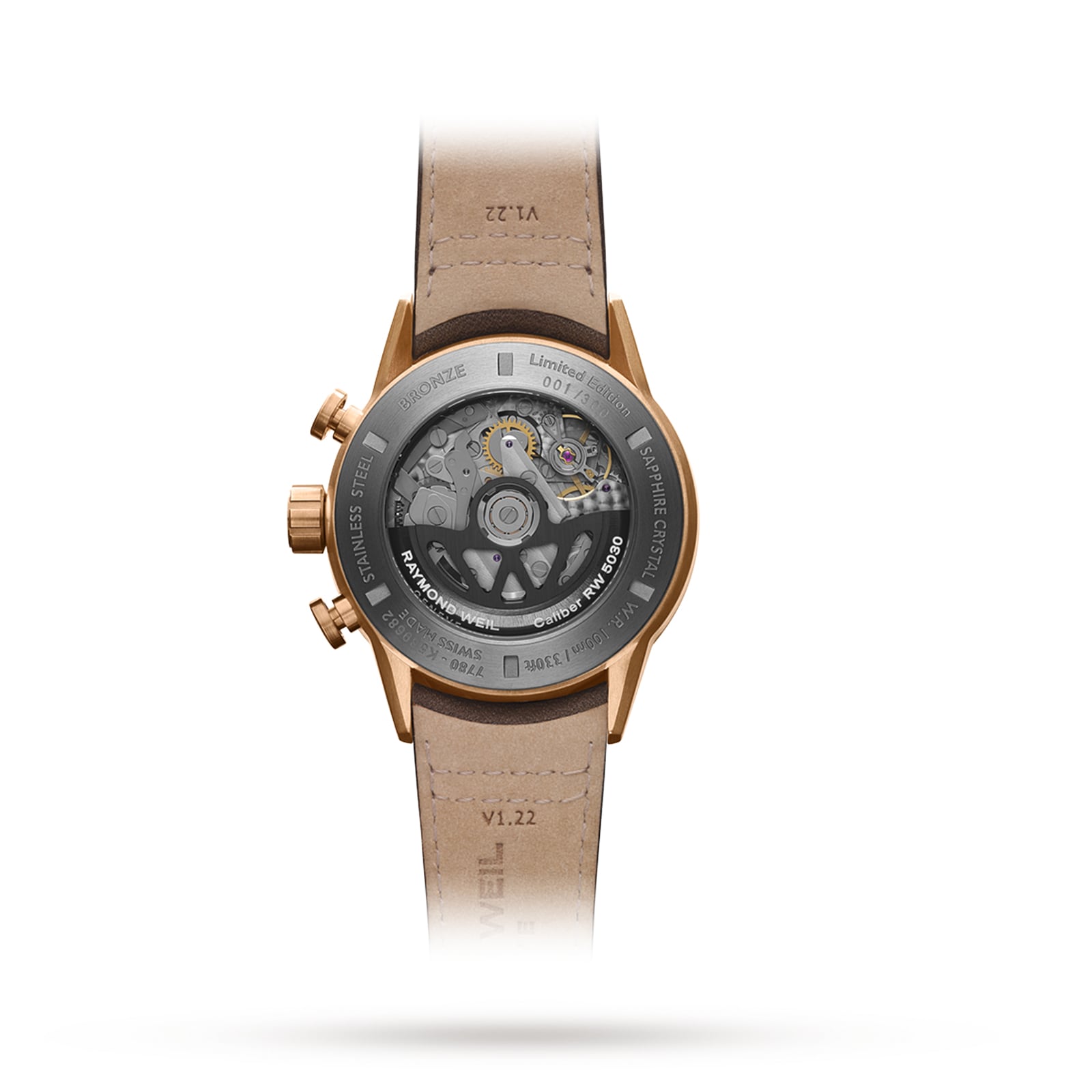 Replica Raymond Weil Freelancer Bronze Chronograph Leather details 43.5mm 7780-B1-20422