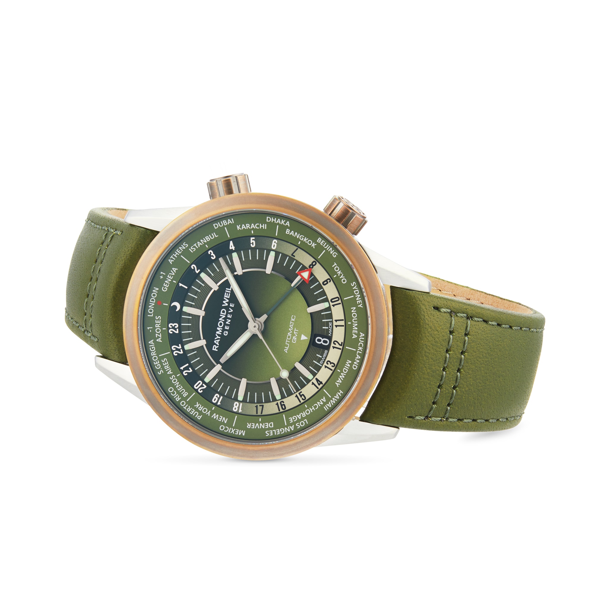 Replica Raymond Weil Freelancer 40.5mm Mens details Green 2765-SBC-52001