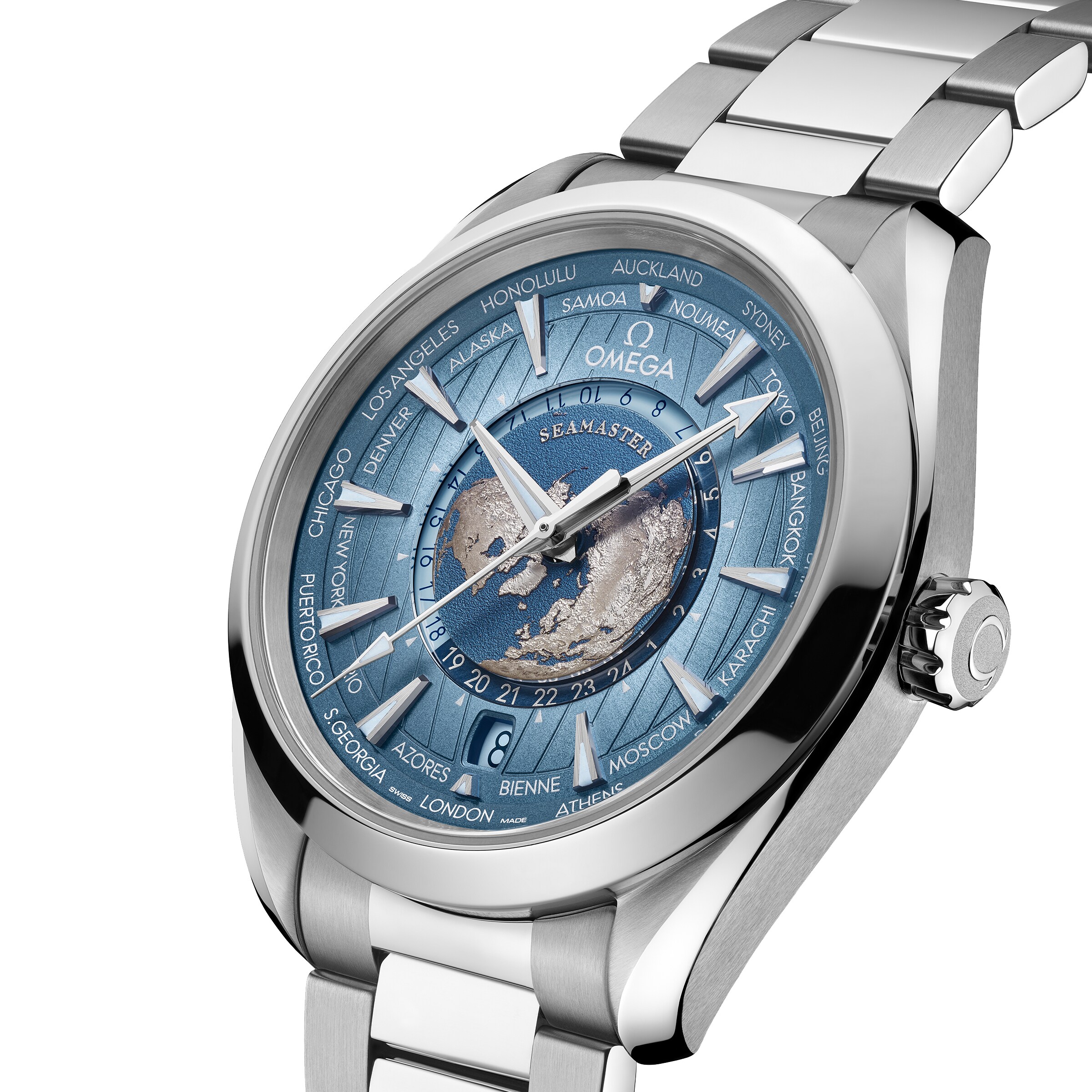 Replica Omega Seamaster Aqua Terra 150M Co-Axial Master Chronometer Gmt Worldtimer 43mm Summer Blue O22010432203002 2 Replica Omega Seamaster Aqua Terra 150M Co-Axial Master Chronometer Gmt Worldtimer 43mm Summer Blue O22010432203002
