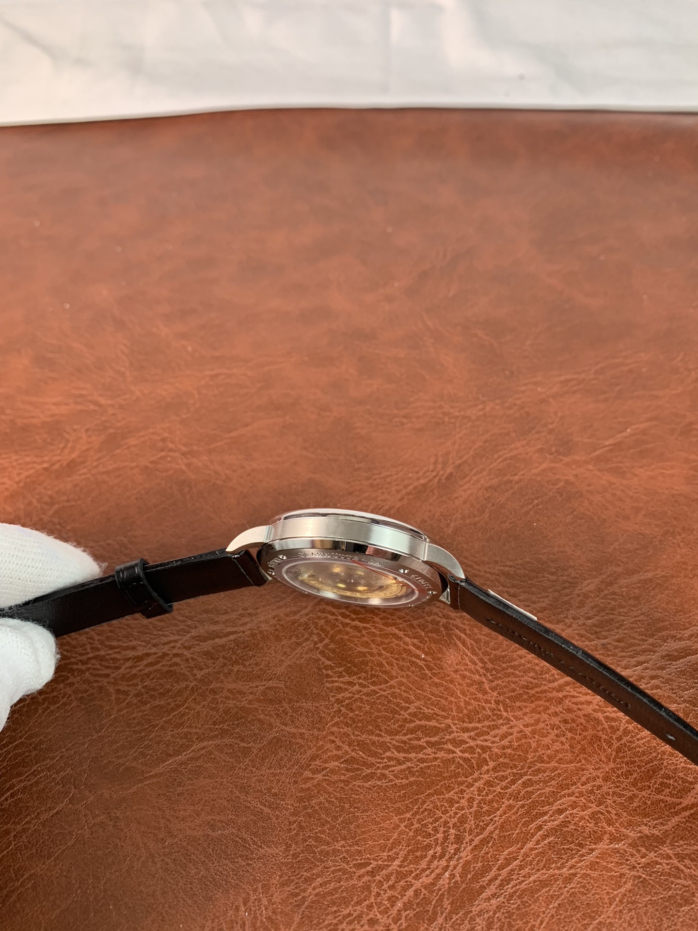 Replica A. Lange & Sohne Mens Saxonia Copper Blue 205.086