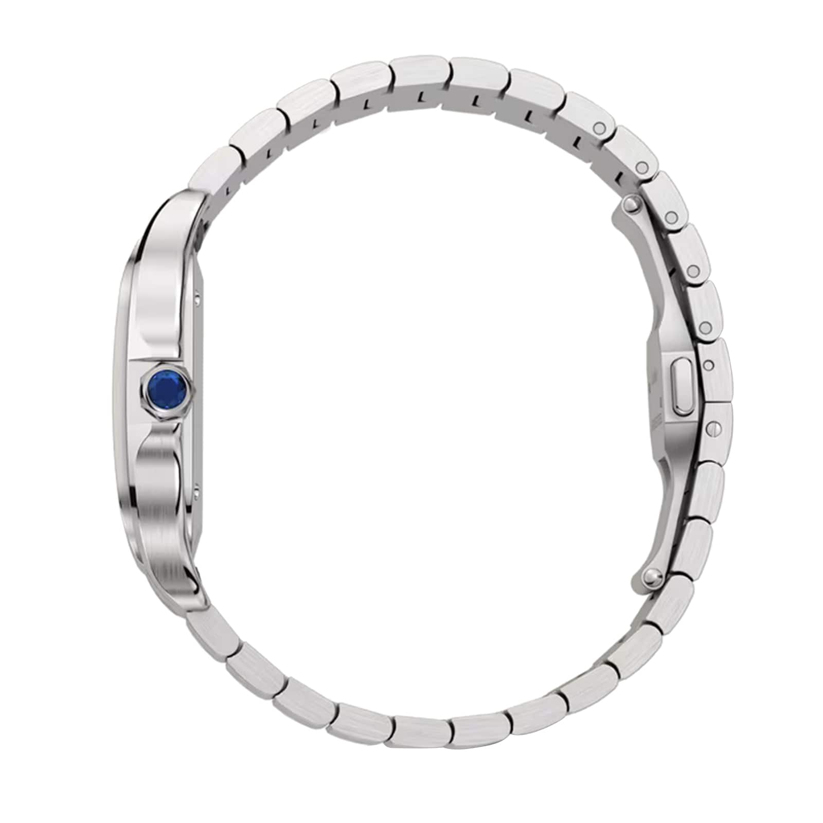 Replica Cartier Santos De Cartier details Medium Model Automatic Winding Steel Case Interchangeable Leather Strap WSSA0065