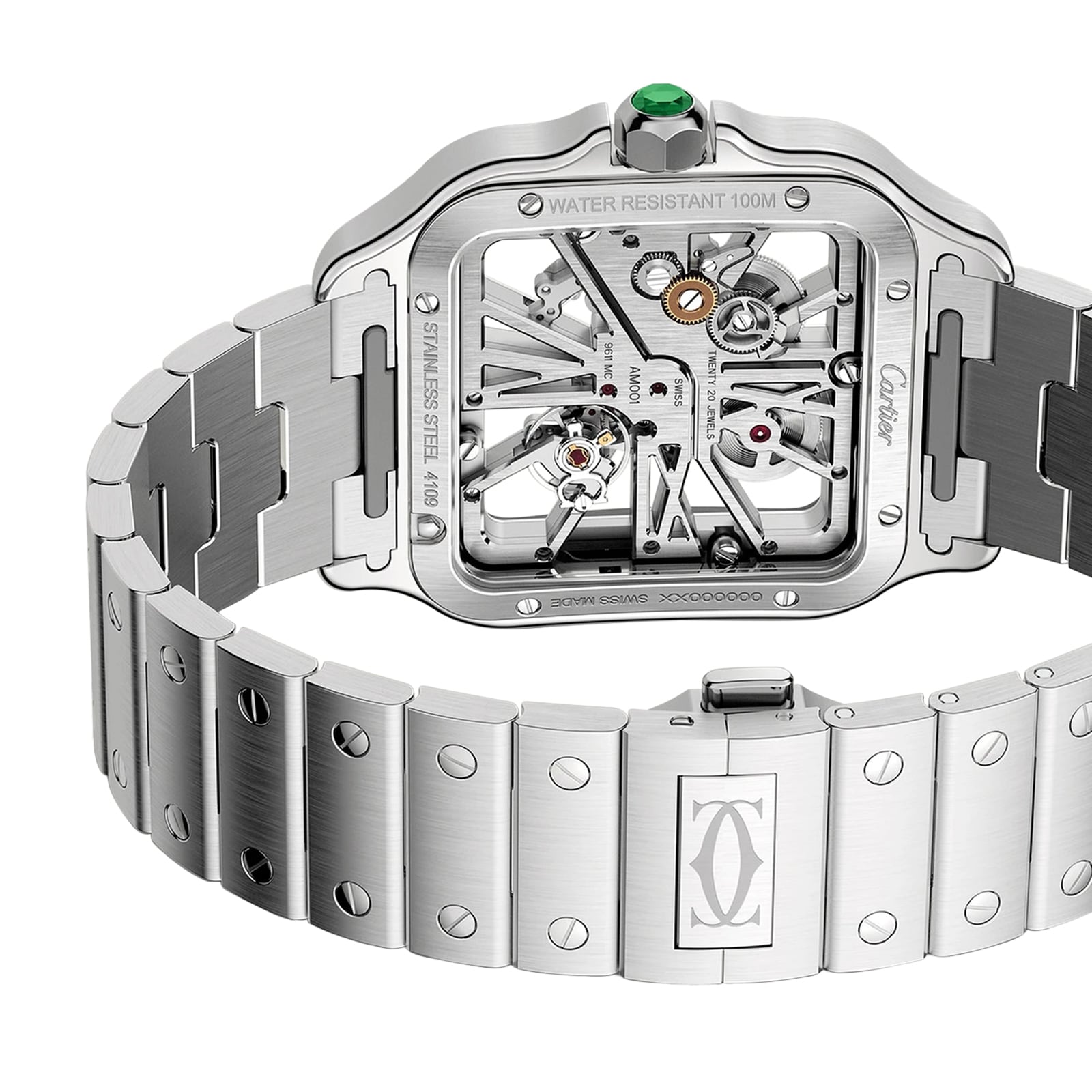 Replica Cartier Santos details skeleton large model Manufacture mechanical movement with manual winding WHSA0028