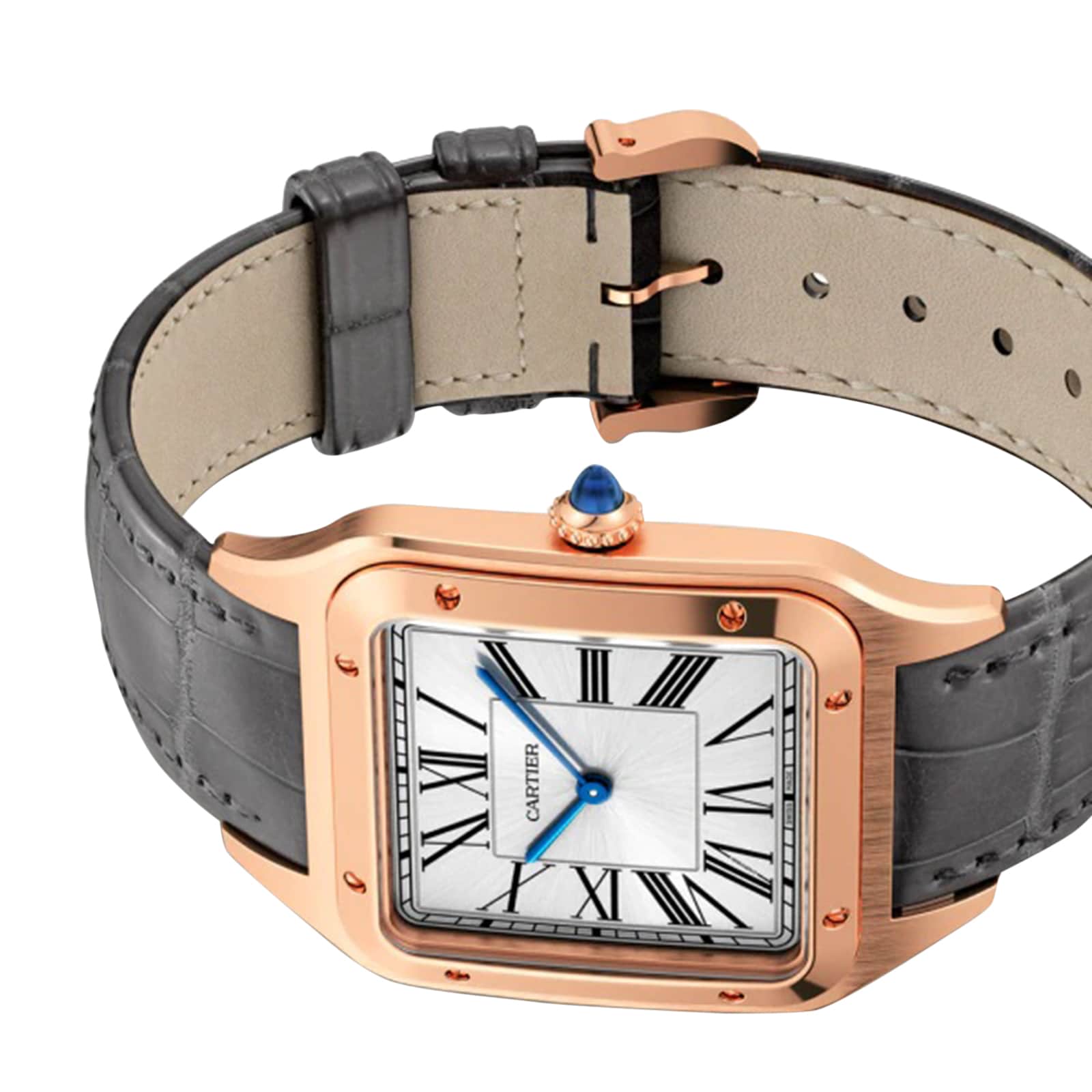 Replica Cartier Santos-Dumont details Extra-Large Model Rose Gold Leather Strap WGSA0032