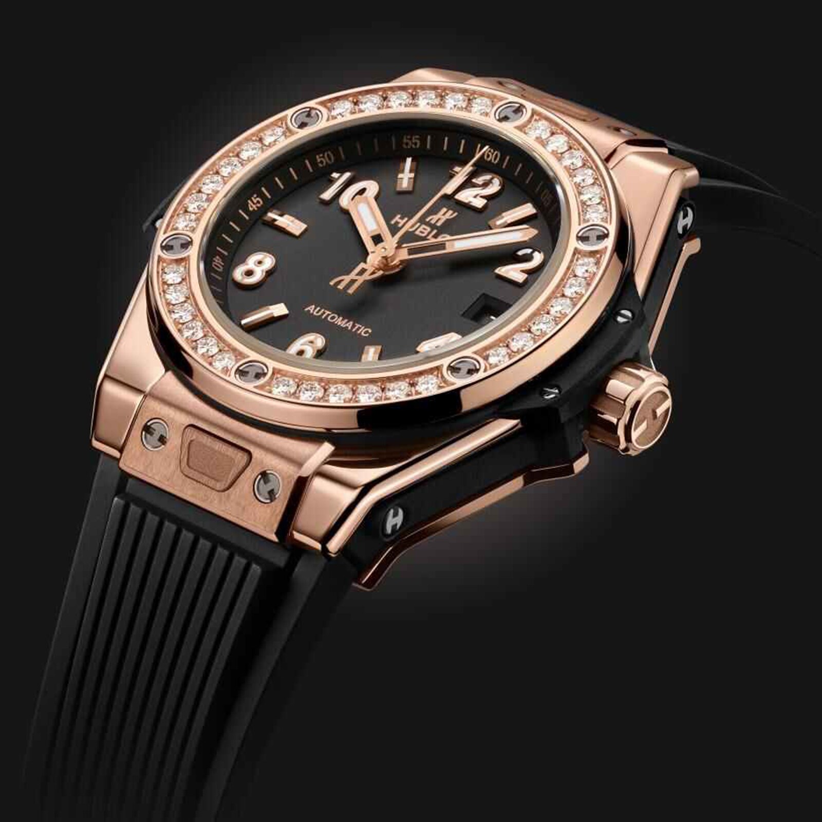 Replica Hublot Big Bang One Click King Gold Diamonds 33mm details 485.OX.1180.RX.1204 3 Replica Hublot Big Bang One Click King Gold Diamonds 33mm details 485.OX.1180.RX.1204