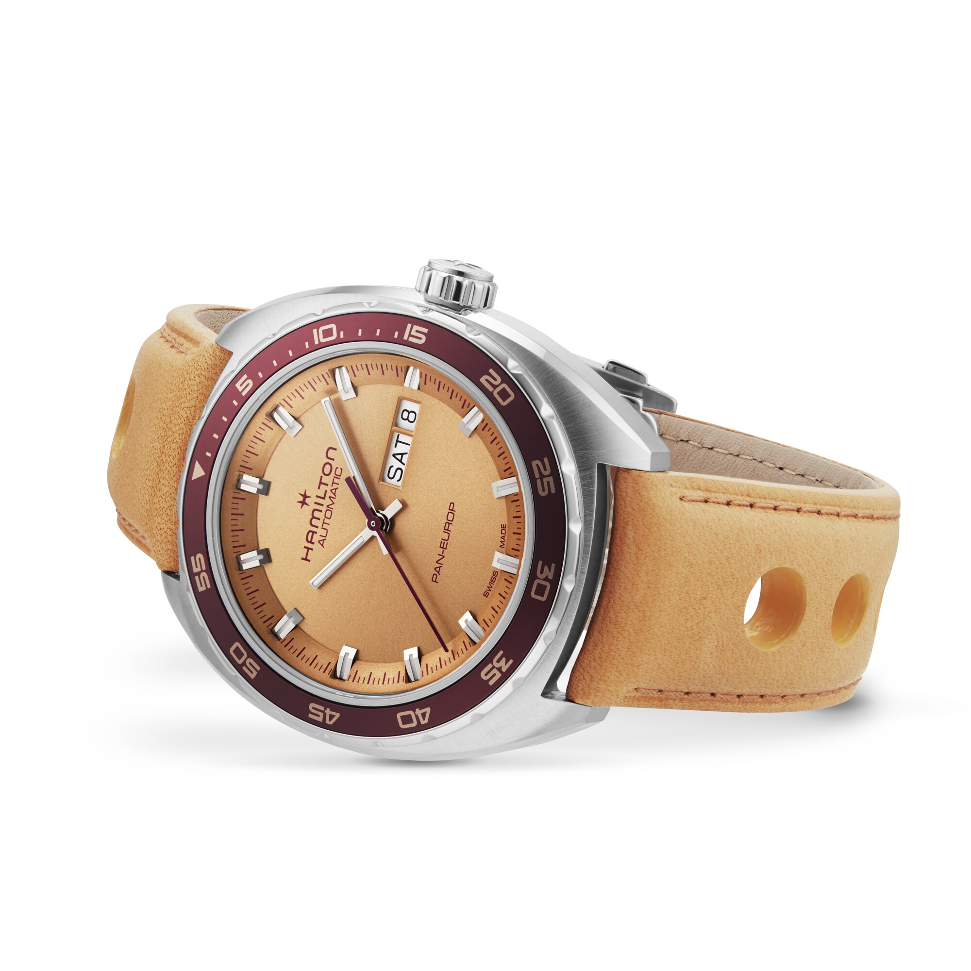 Replica Hamilton American Classic Pan Europ Day Date Automatic 42mm Mens details Beige H35435820 3 Replica Hamilton American Classic Pan Europ Day Date Automatic 42mm Mens details Beige H35435820