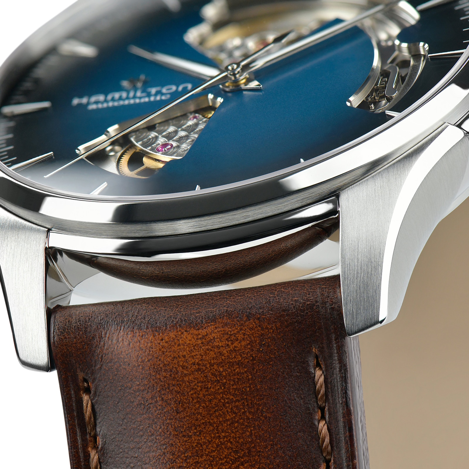 Replica Hamilton Jazzmaster Open Heart 40mm Mens details Blue H32675540