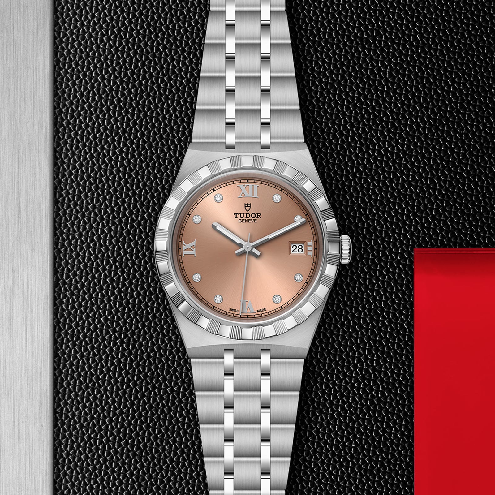 Replica Tudor Royal 38mm Steel Case Diamond-Set Salmon Dial M28500-0009 3 Replica Tudor Royal 38mm Steel Case Diamond-Set Salmon Dial M28500-0009