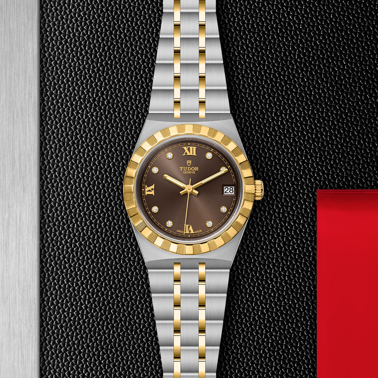 Replica Tudor Royal S G 34mm Steel Case Diamond-Set Chocolate Dial M28403-0009 3 Replica Tudor Royal S G 34mm Steel Case Diamond-Set Chocolate Dial M28403-0009
