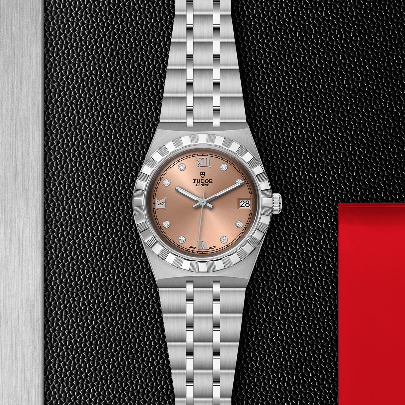 Replica Tudor Royal 34mm Steel Case Diamond-Set Salmon Dial M28400-0011 3 Replica Tudor Royal 34mm Steel Case Diamond-Set Salmon Dial M28400-0011
