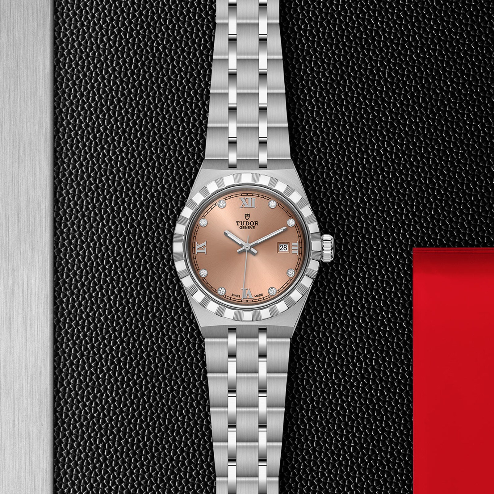 Replica Tudor Royal 28mm Steel Case Diamond-Set Salmon Dial M28300-0010 3 Replica Tudor Royal 28mm Steel Case Diamond-Set Salmon Dial M28300-0010